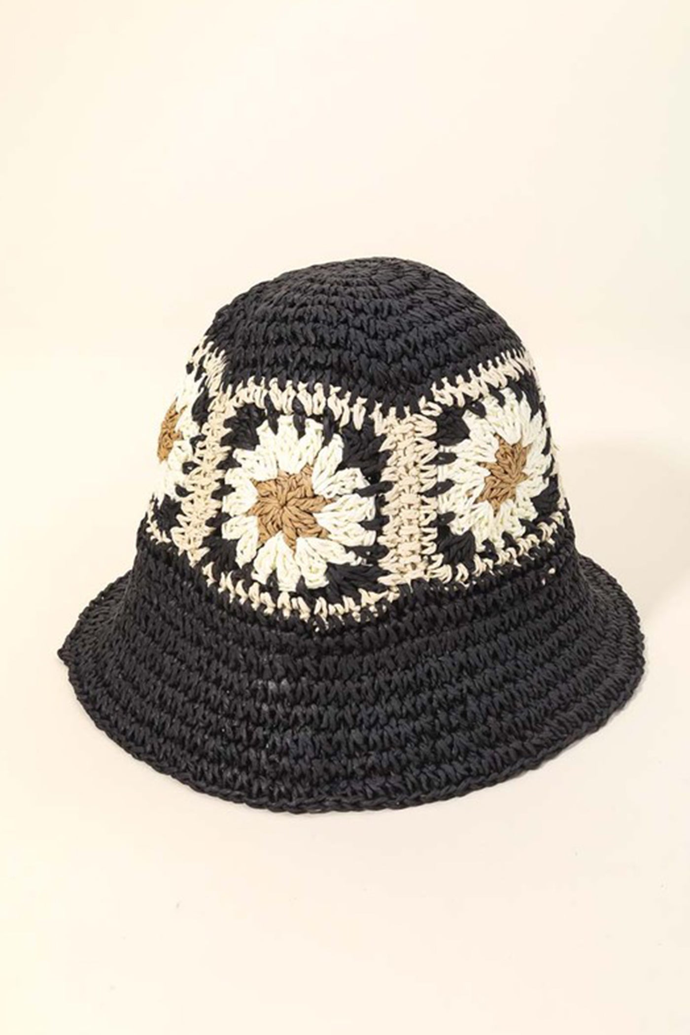 Flower Square Straw Bucket Hat