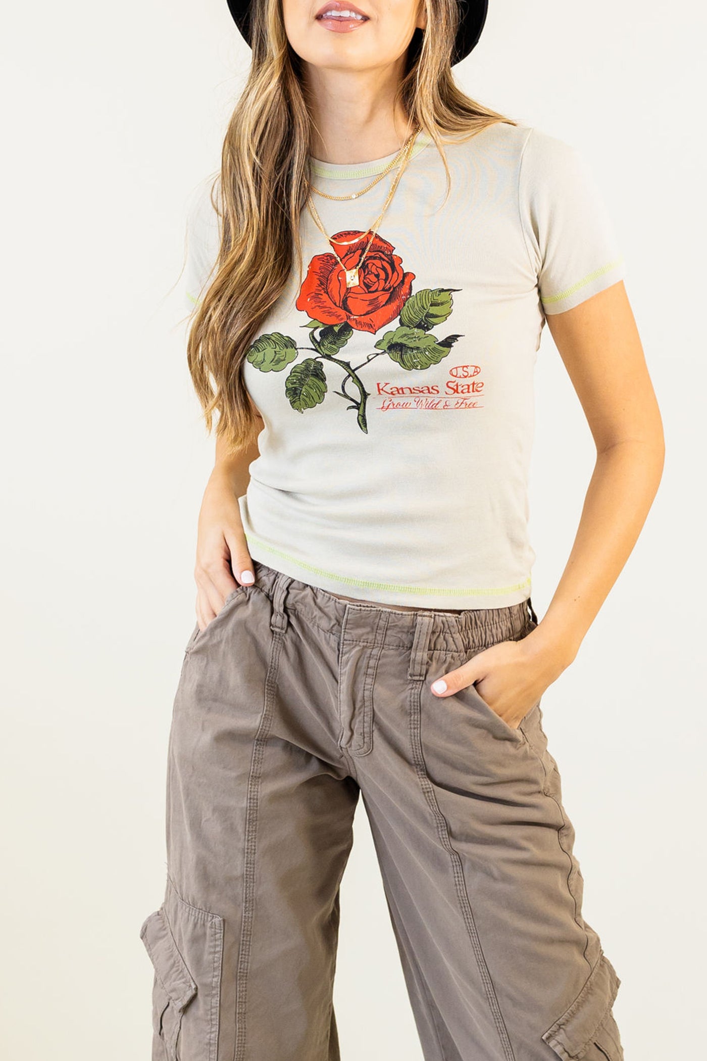 Kansas Rose Graphic Baby Tee by BDG