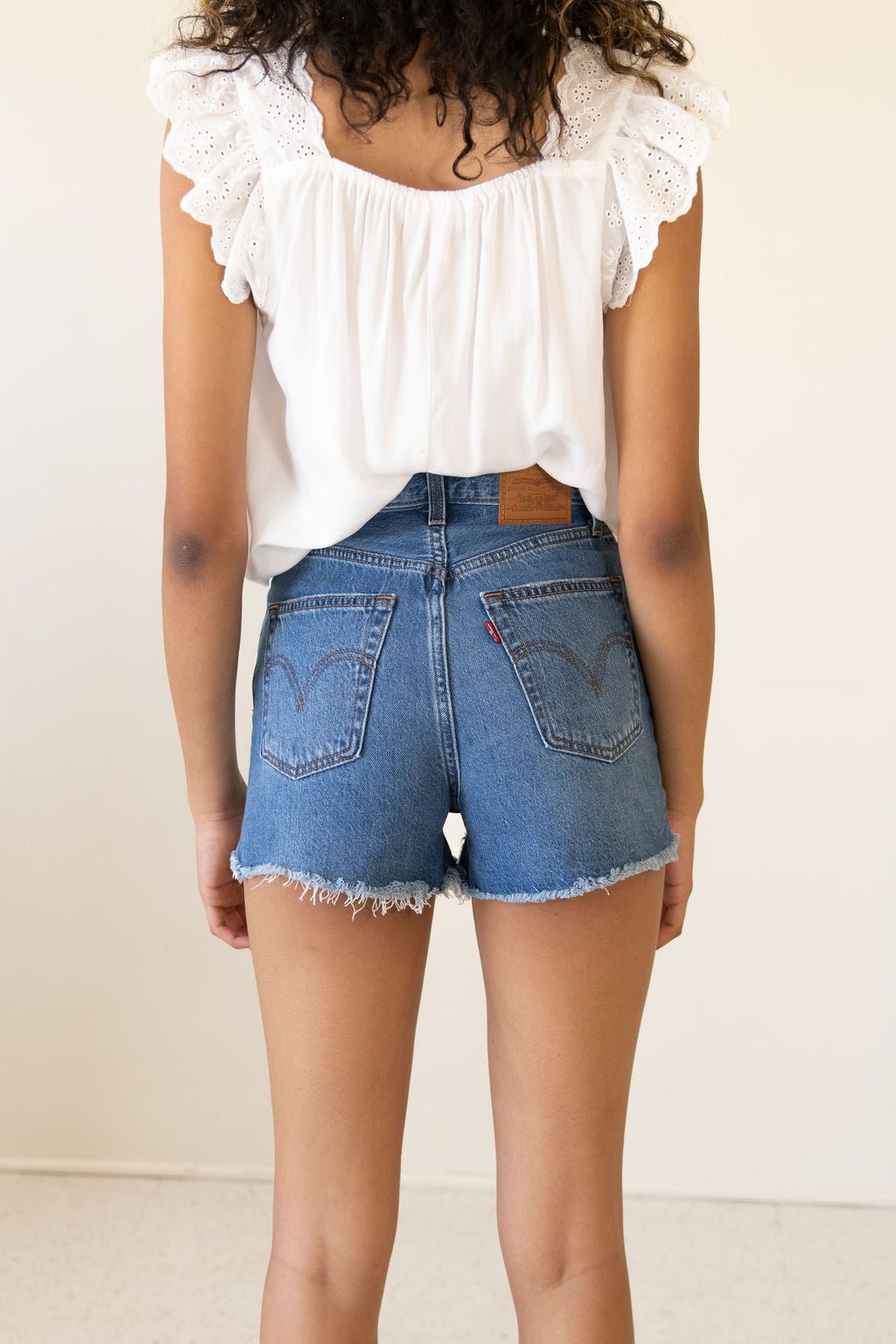 Distressed Ribcage Denim Shorts by Levi's