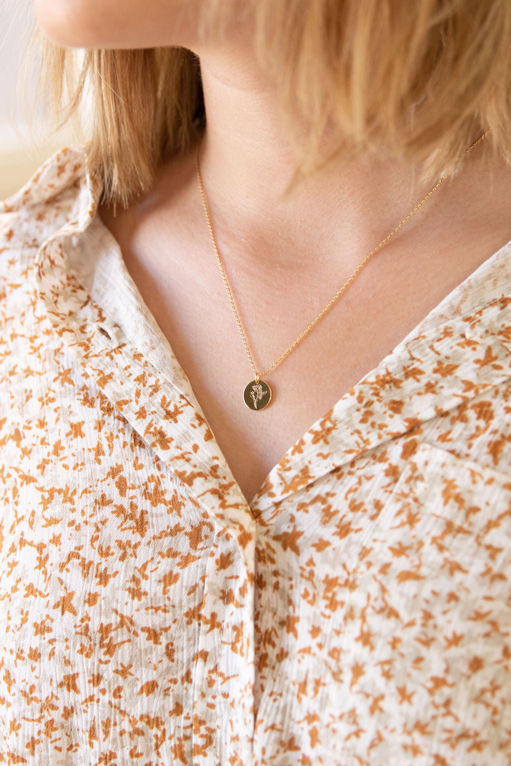 Gold Dipped Rose Pendant Necklace