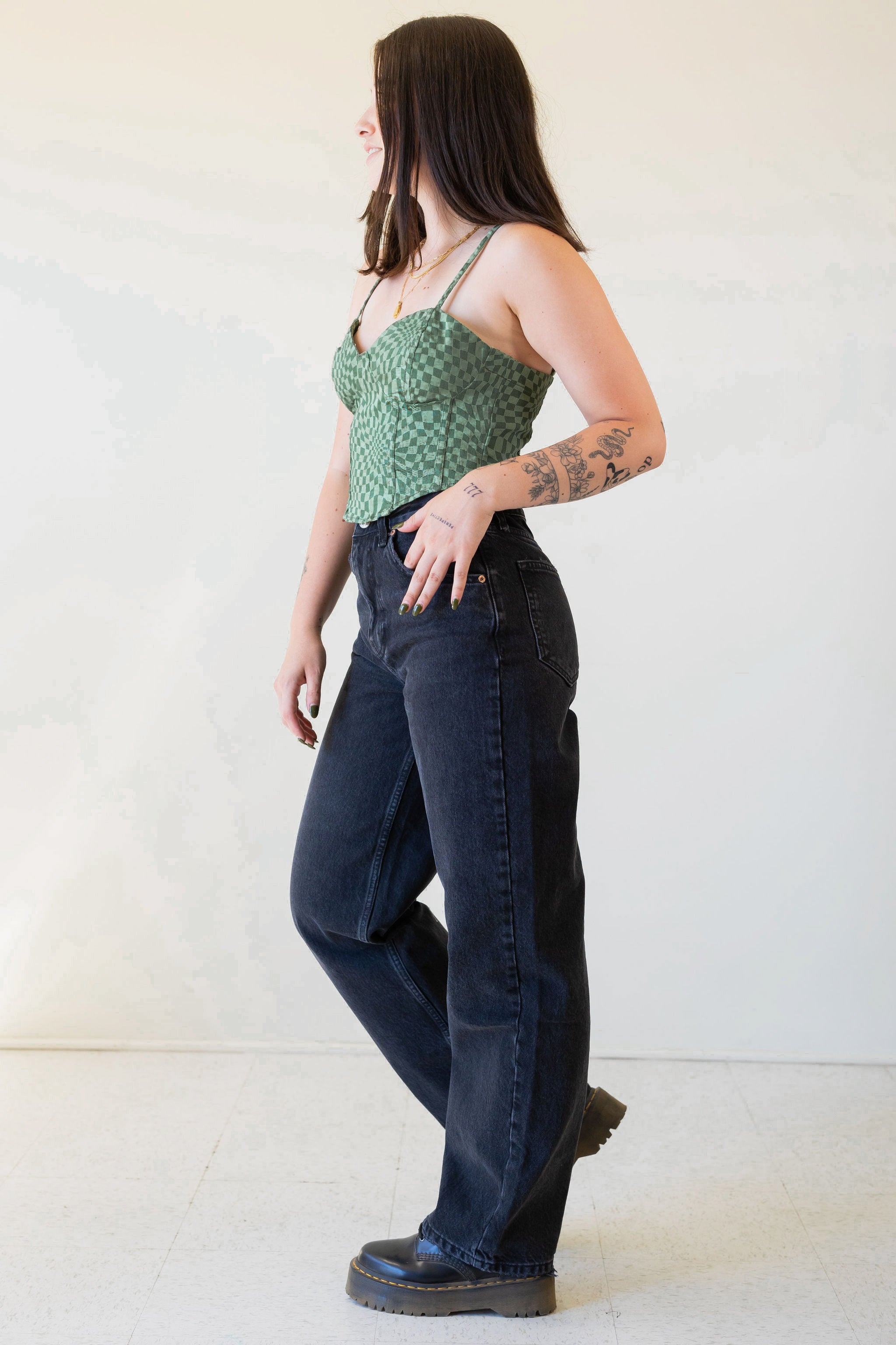 Not Tonight Checkered Cami Crop Top