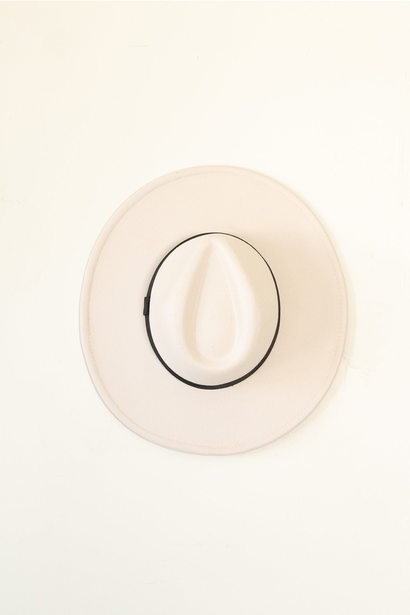 Beige Plain Ribbon Wool Fedora