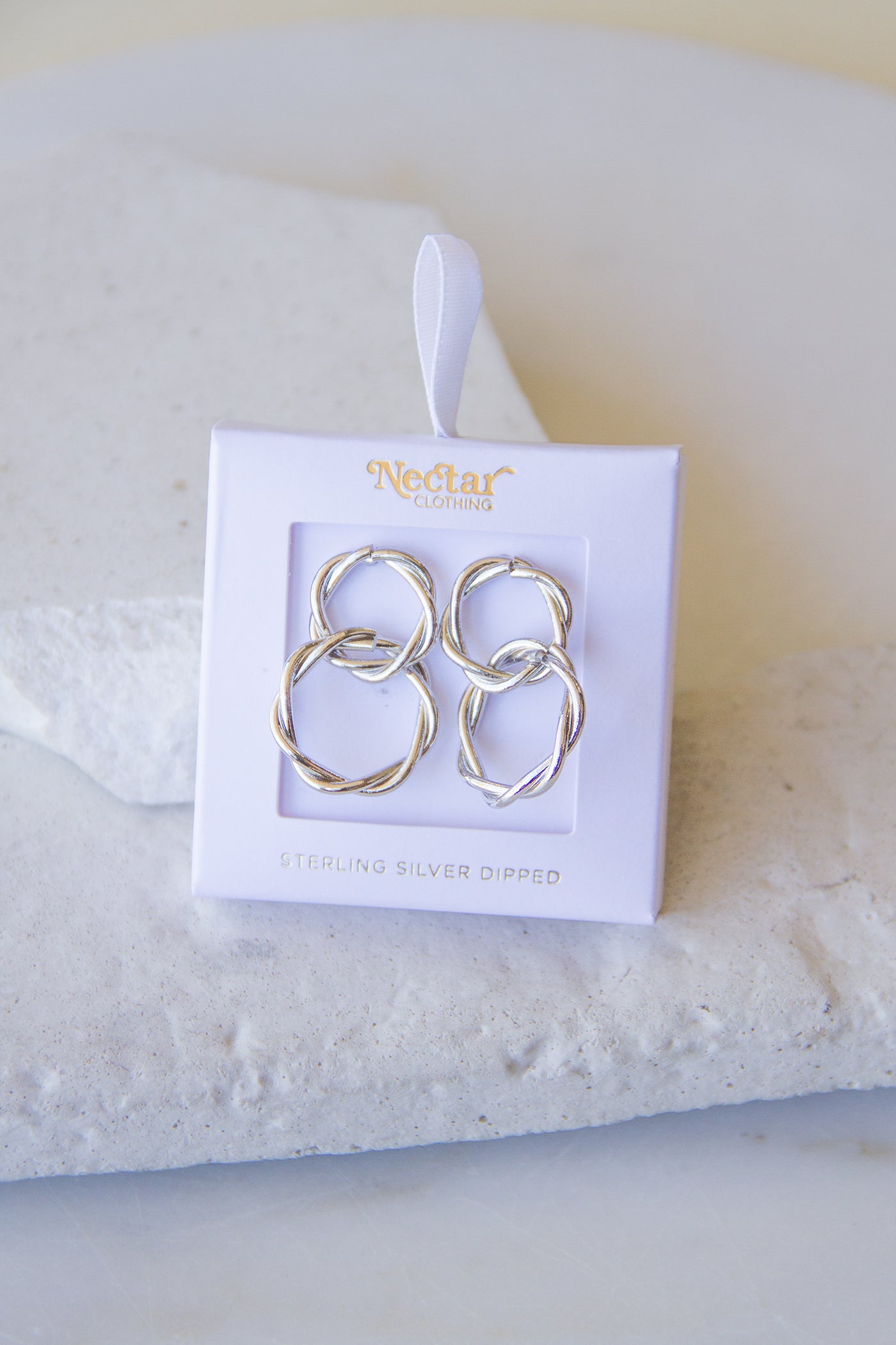 Dangly Silver Double Hoop Earrings