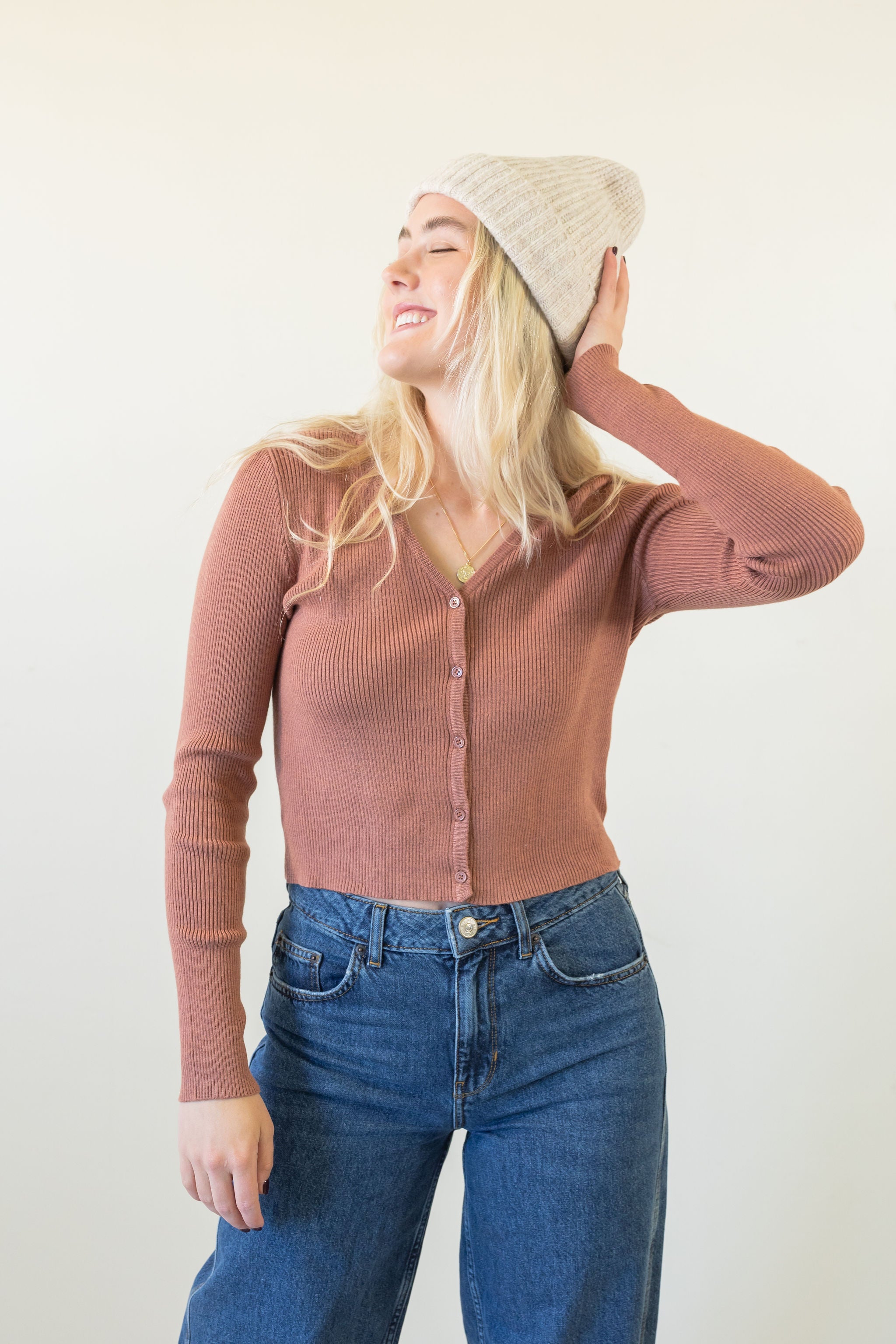 Rose Knit Long Sleeve Top