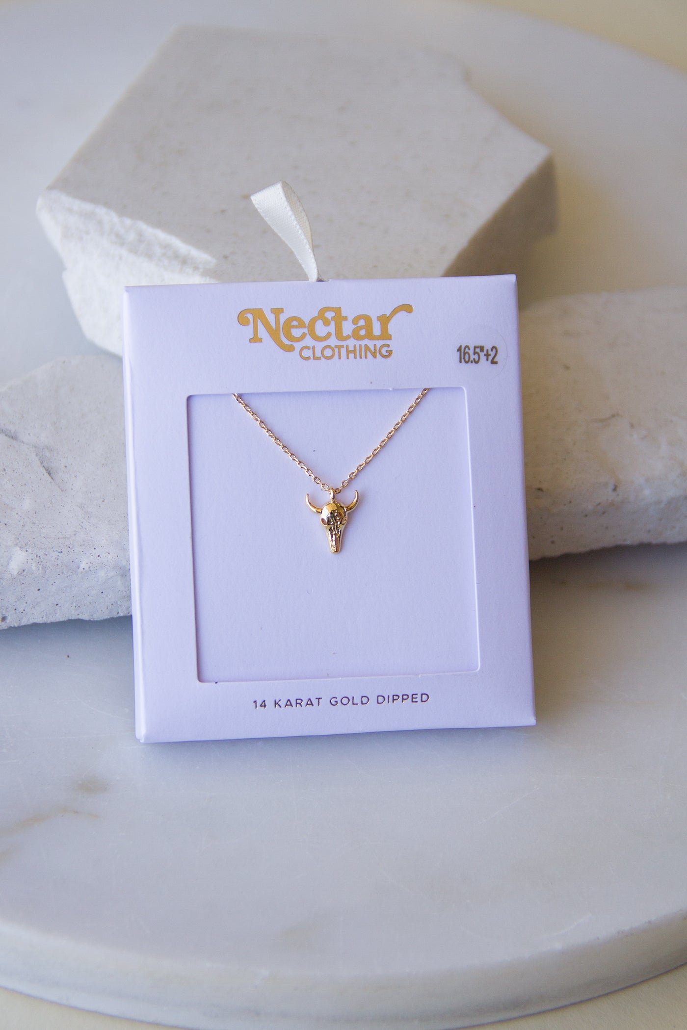 Dainty Gold Cow Skull Pendant