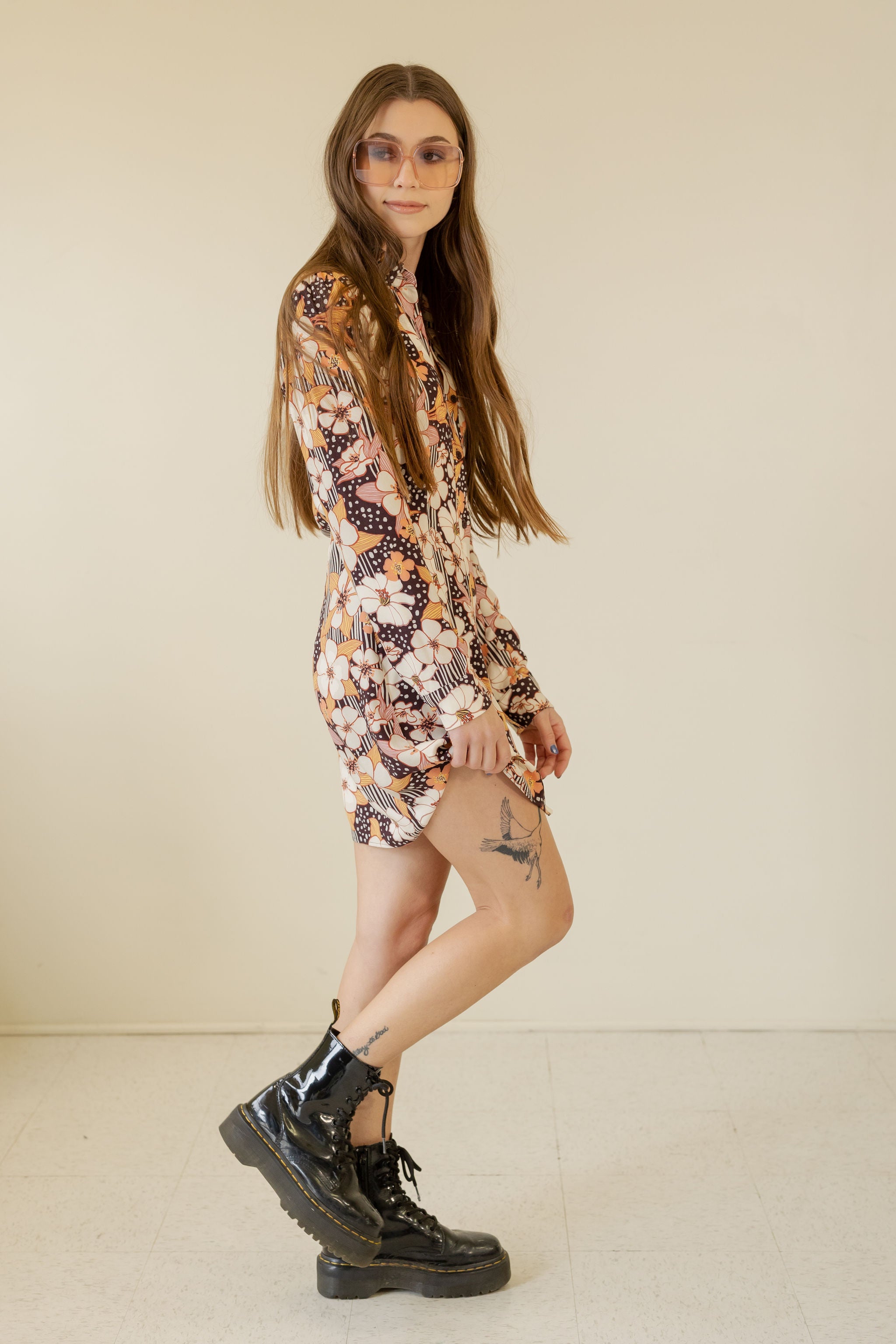 About Me Long Sleeve Floral Tunic by For Good