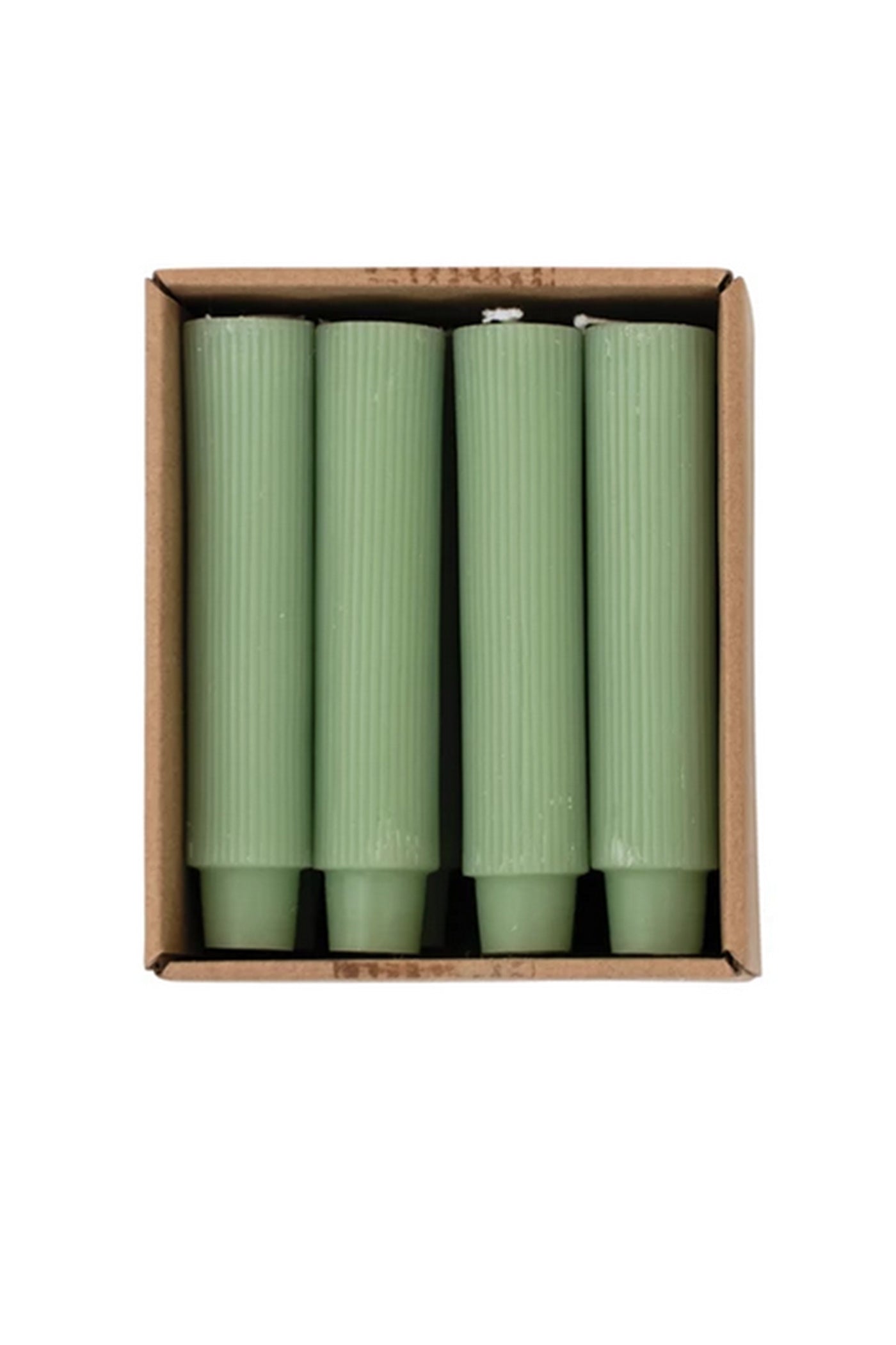 Unscented Pleated Taper Candles- Green
