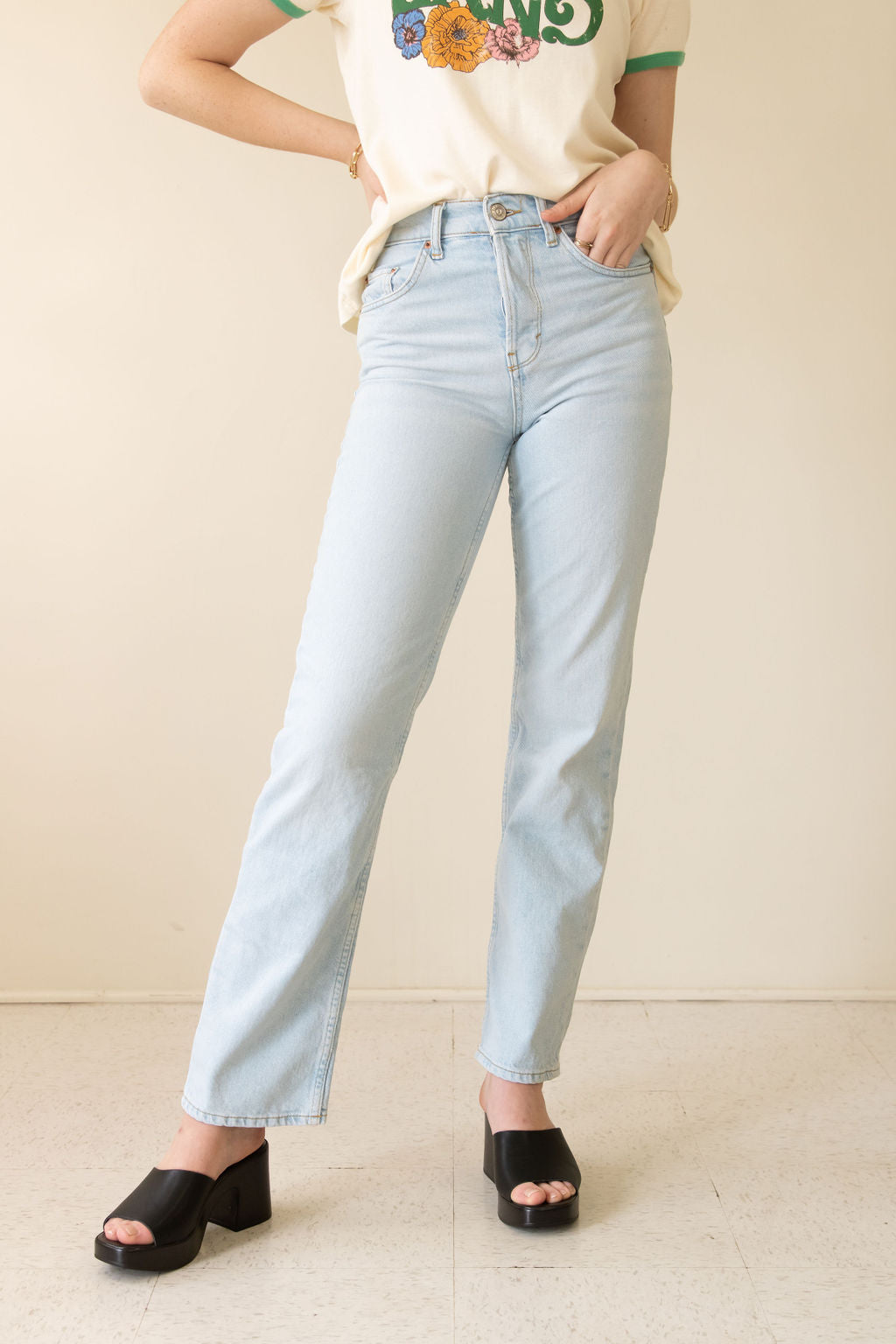 High Rise Straight Denim Pants by BDG
