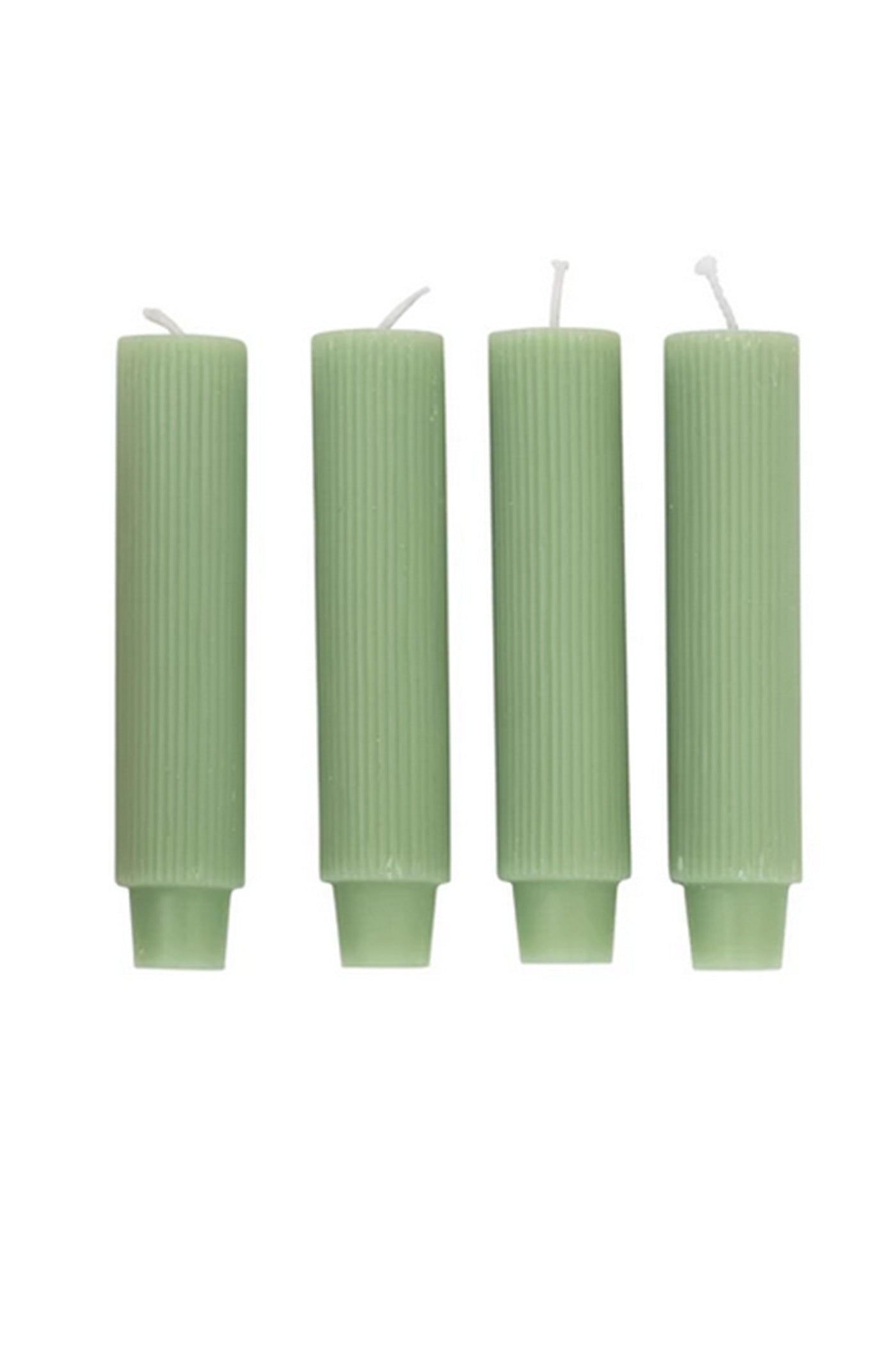 Unscented Pleated Taper Candles- Green
