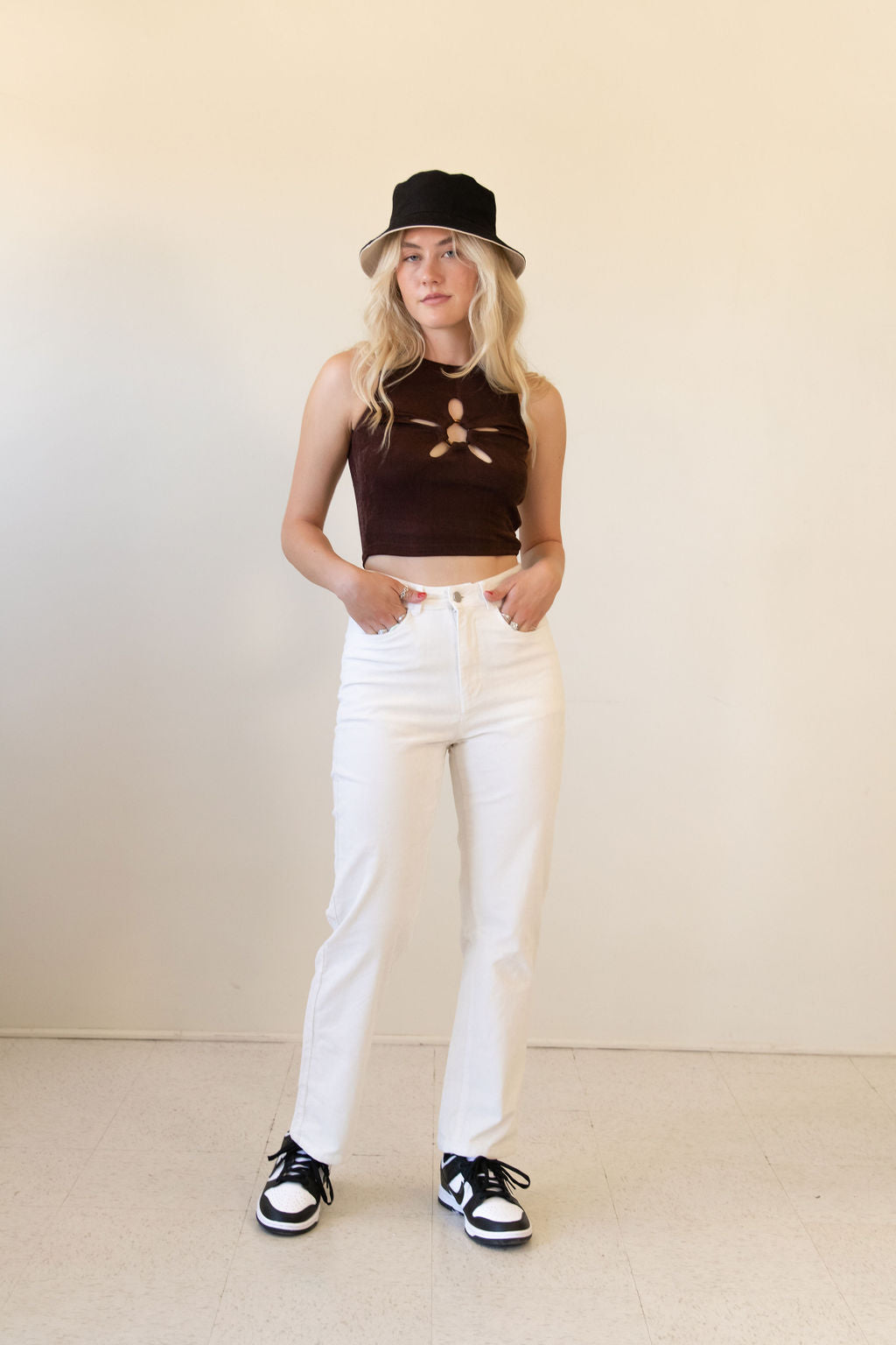 Not Worried Daisy Cutout Crop Top