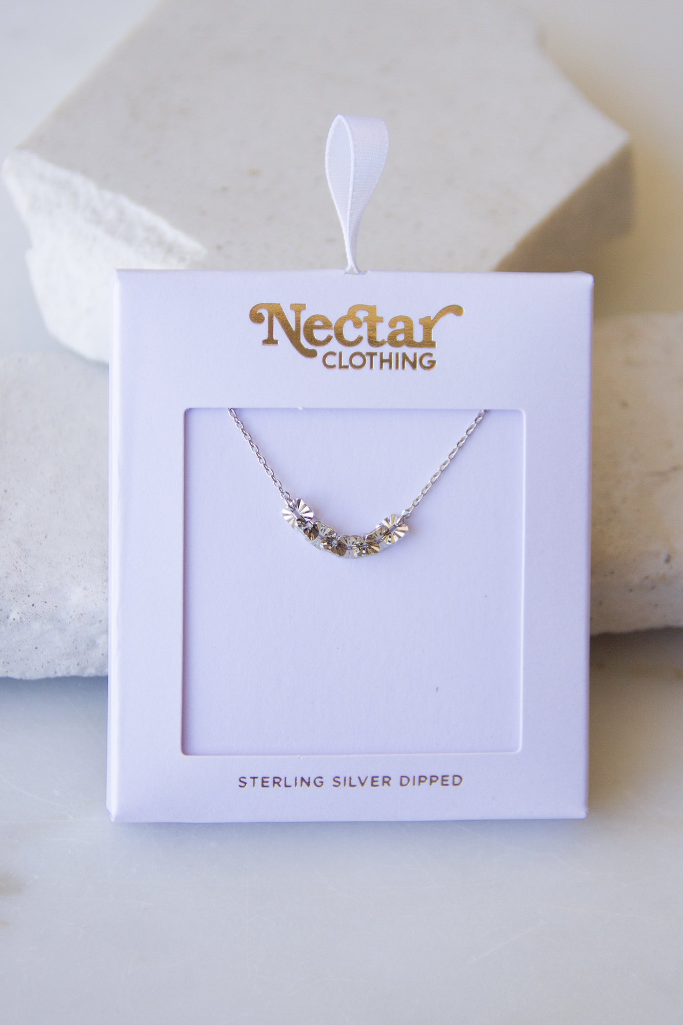 Square Cut Dainty Silver Necklace