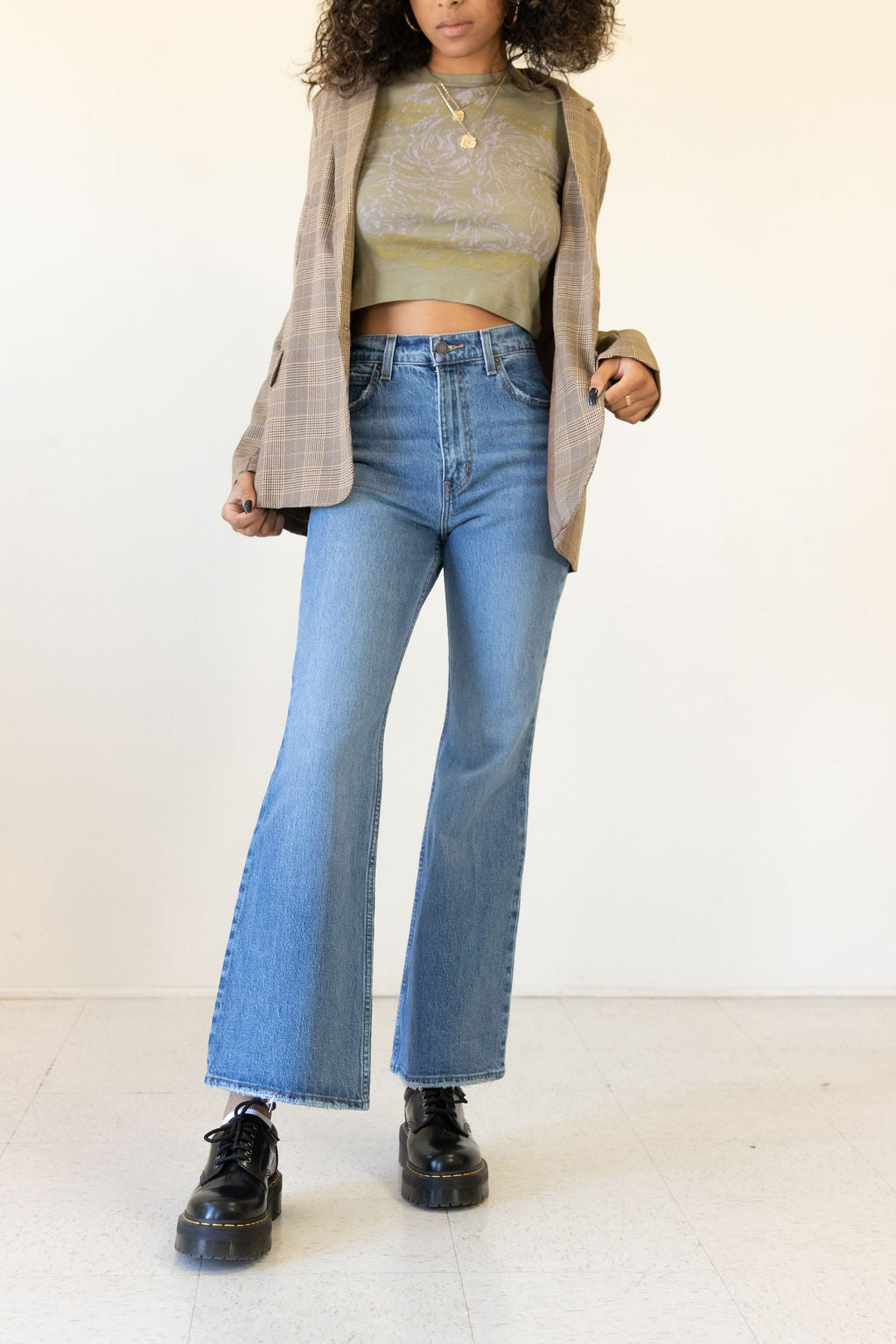 70s High Flare Long Bottom Jeans by Levi's