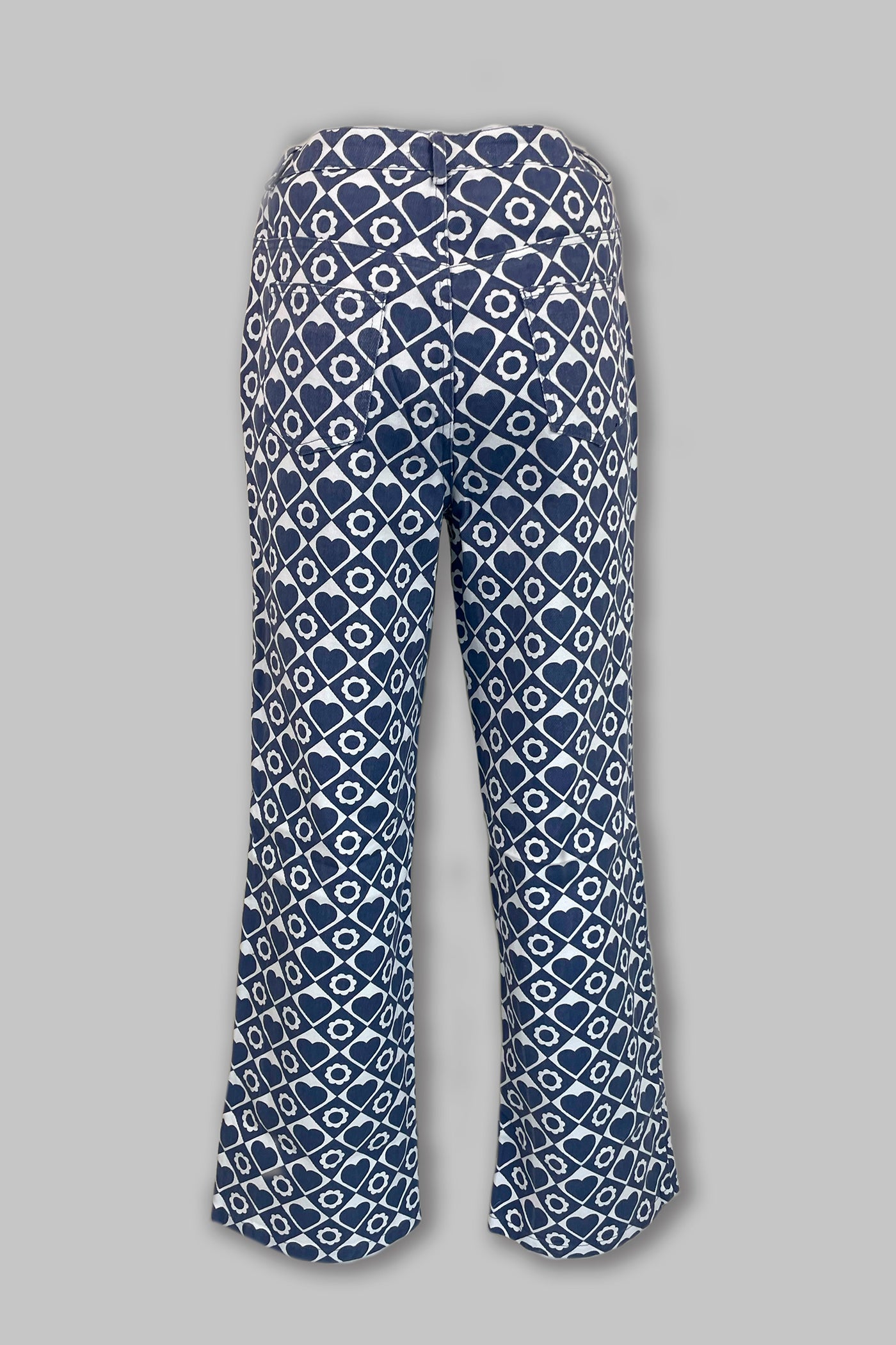 Flowers & Hearts Printed Straight Leg Jeans