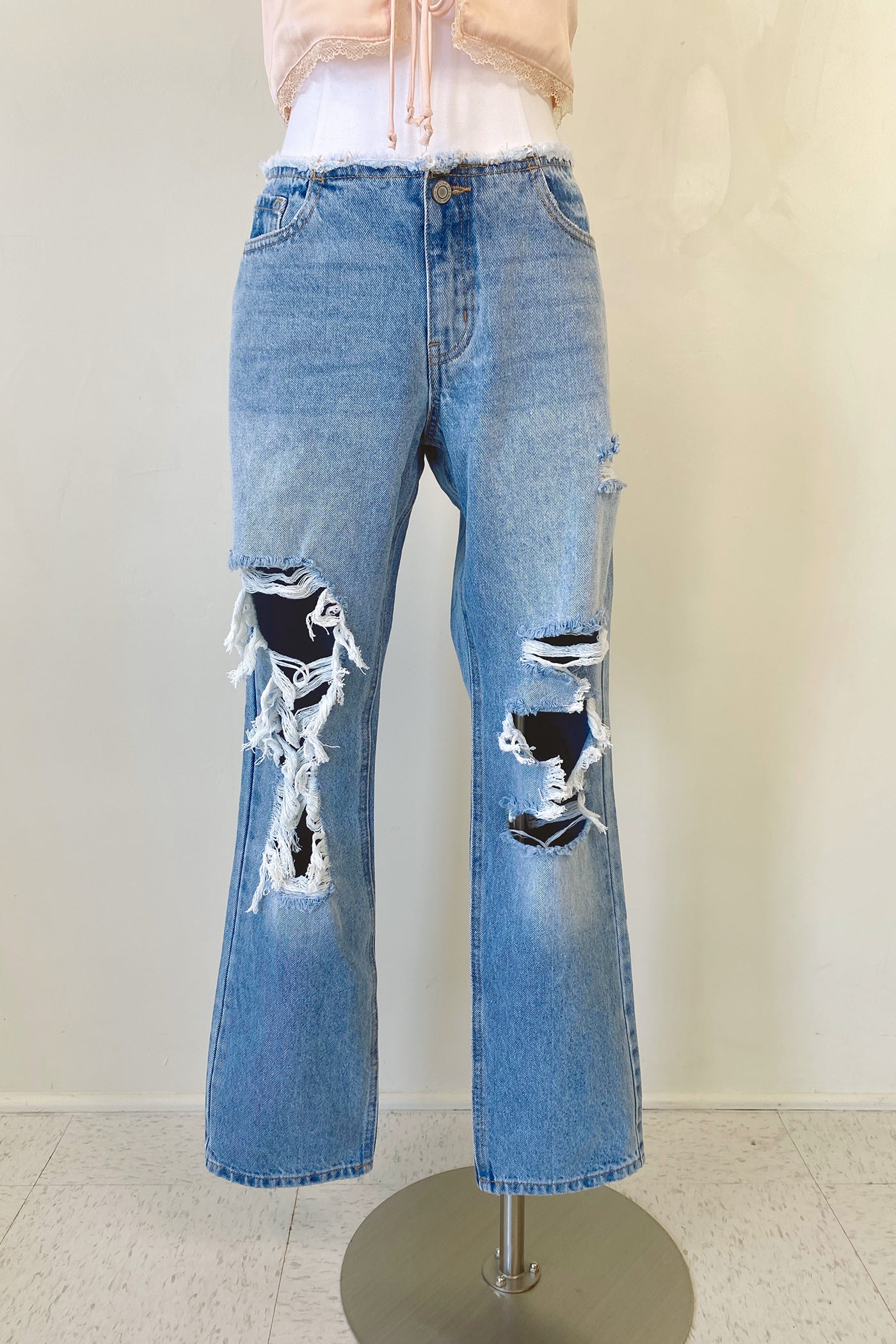 The Rockie Distressed Mid RIse Distress Jeans by Nectar Premium Denim