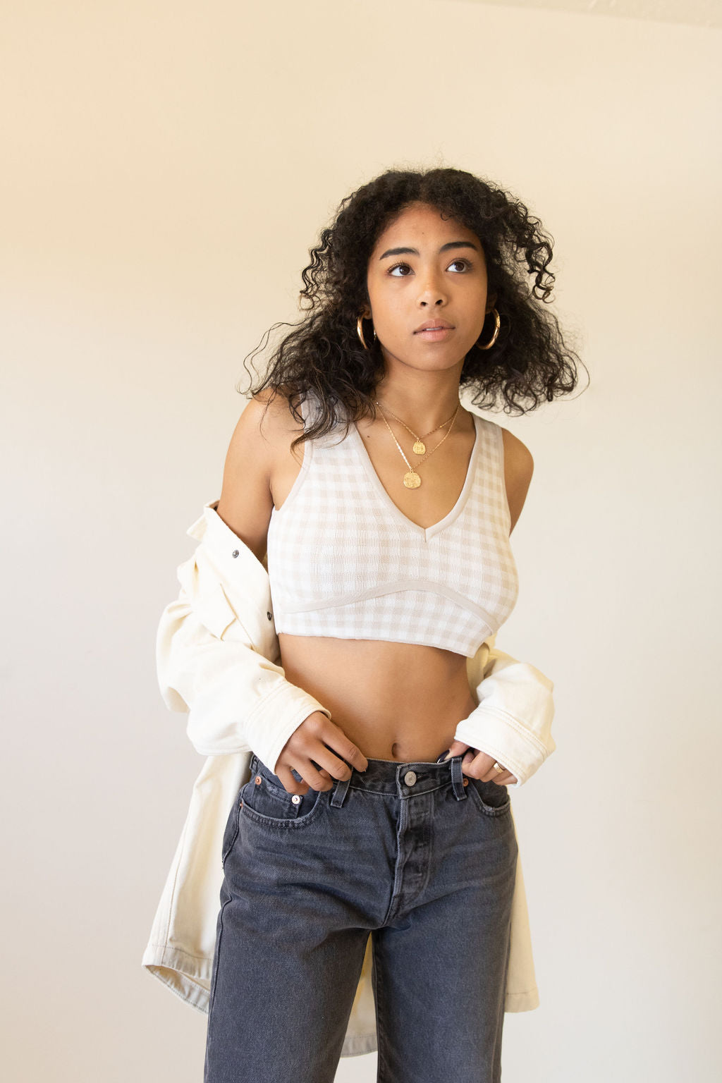 Lose Yourself Sleeveless Checkered Crop Top