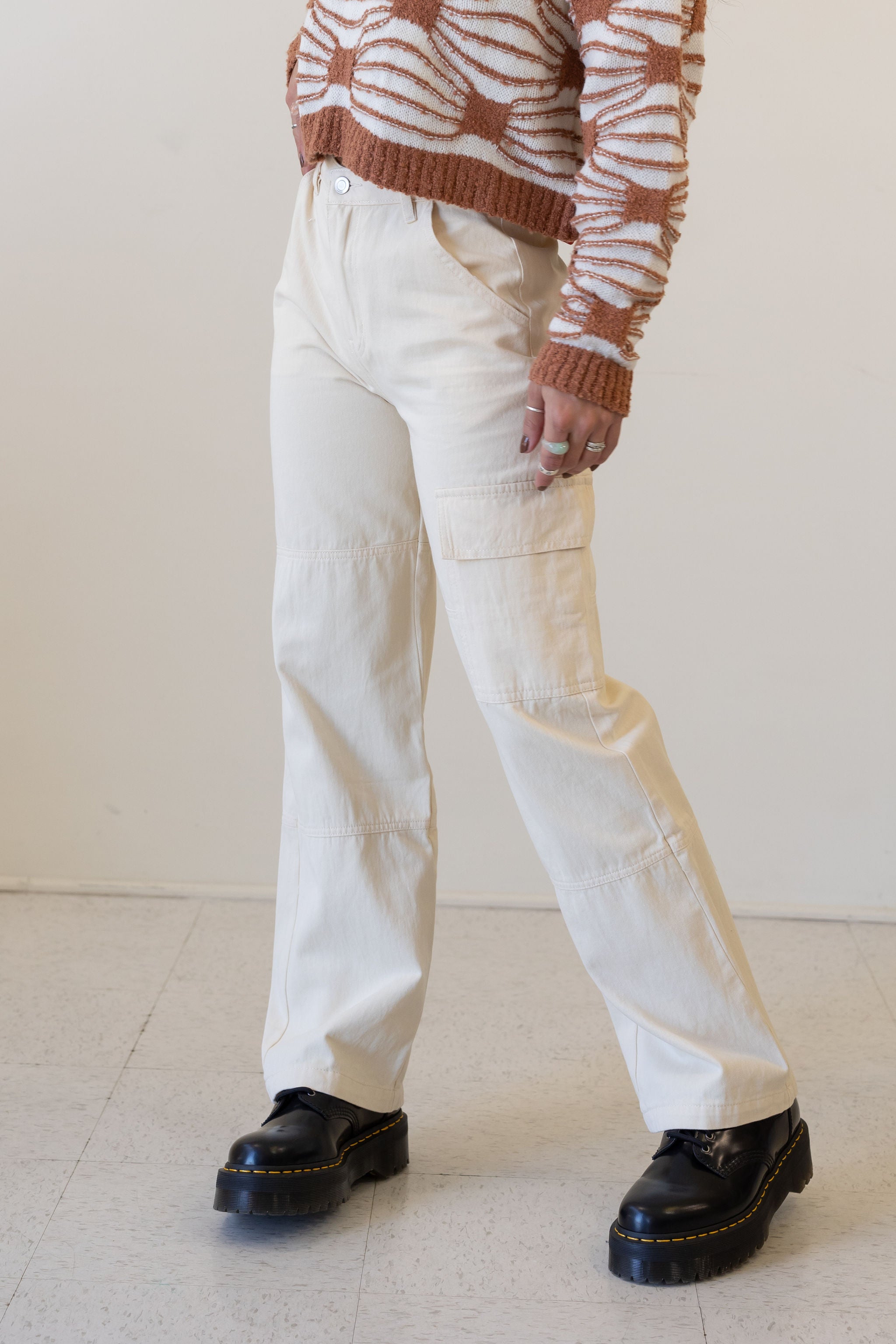 Cream Cargo Jeans