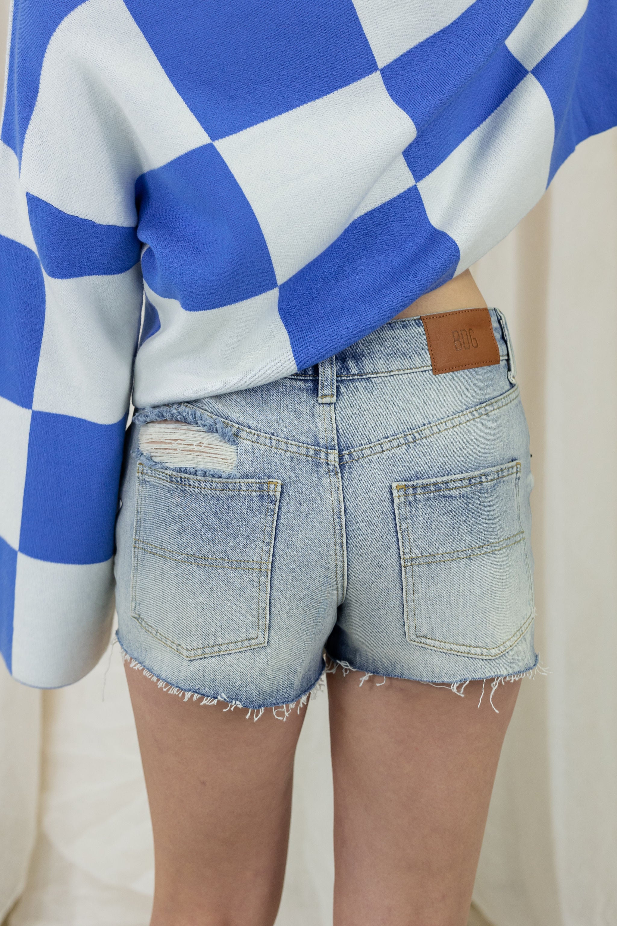 Harri Distressed Denim Shorts by BDG