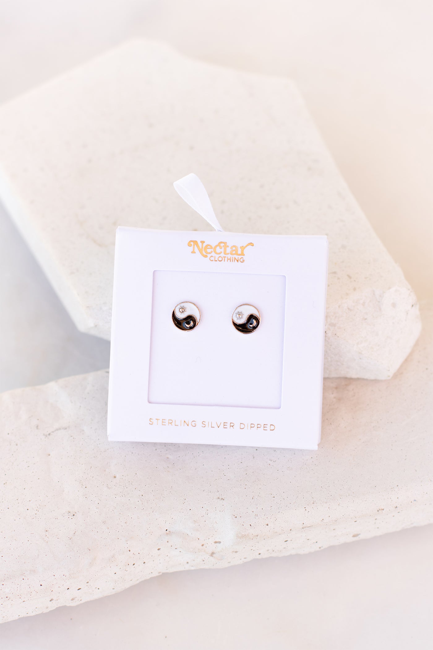 Gold Dipped Yin Yang Stud Earrings
