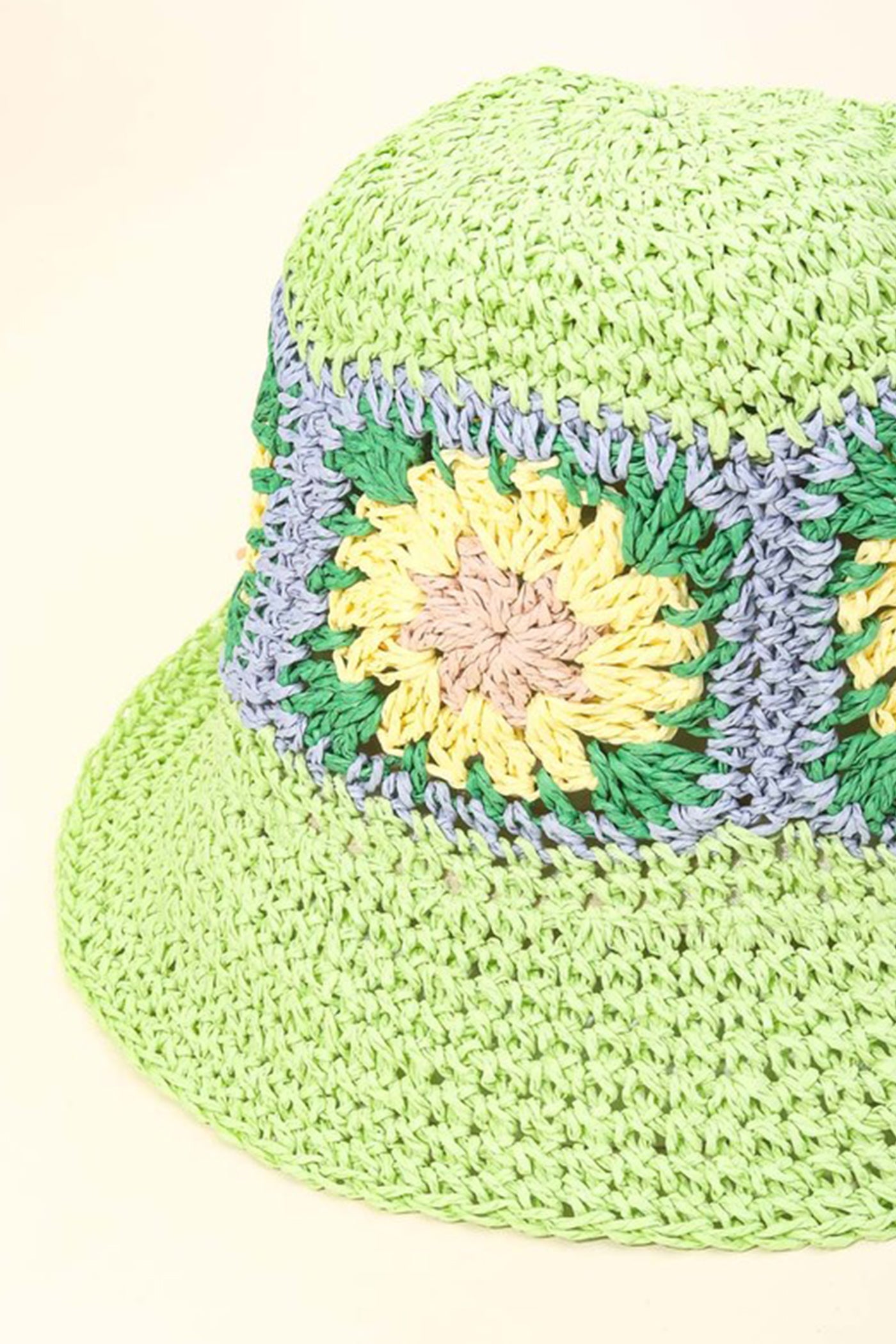 Flower Square Straw Bucket Hat