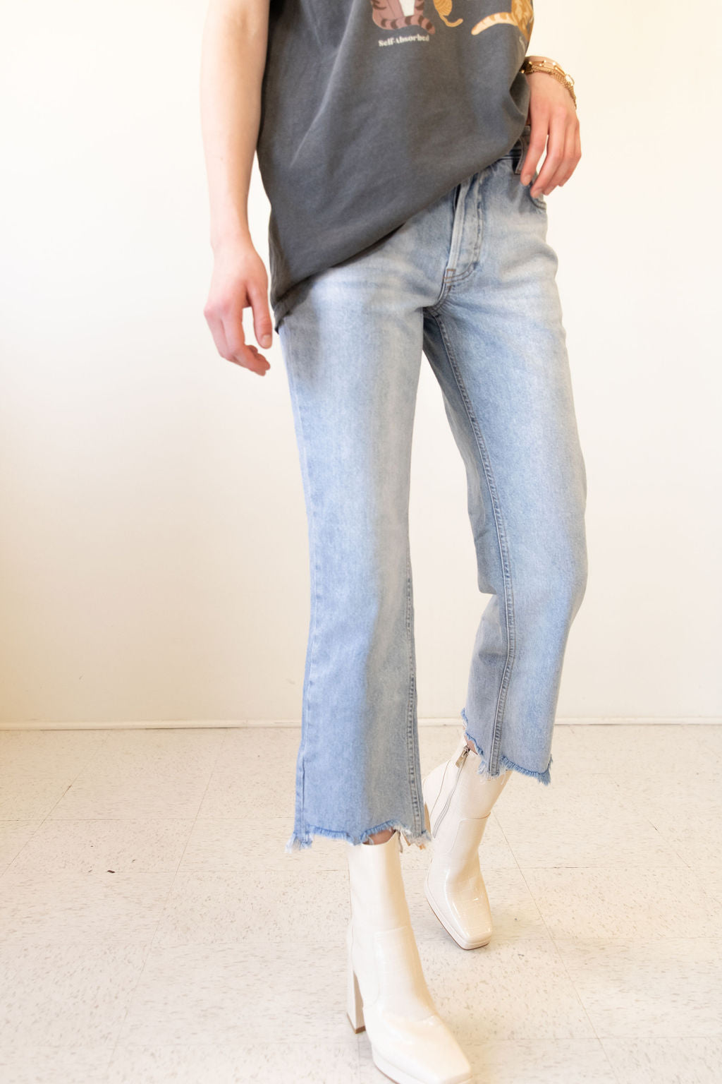 Maggie Mid Rise Straight Jeans by Free People