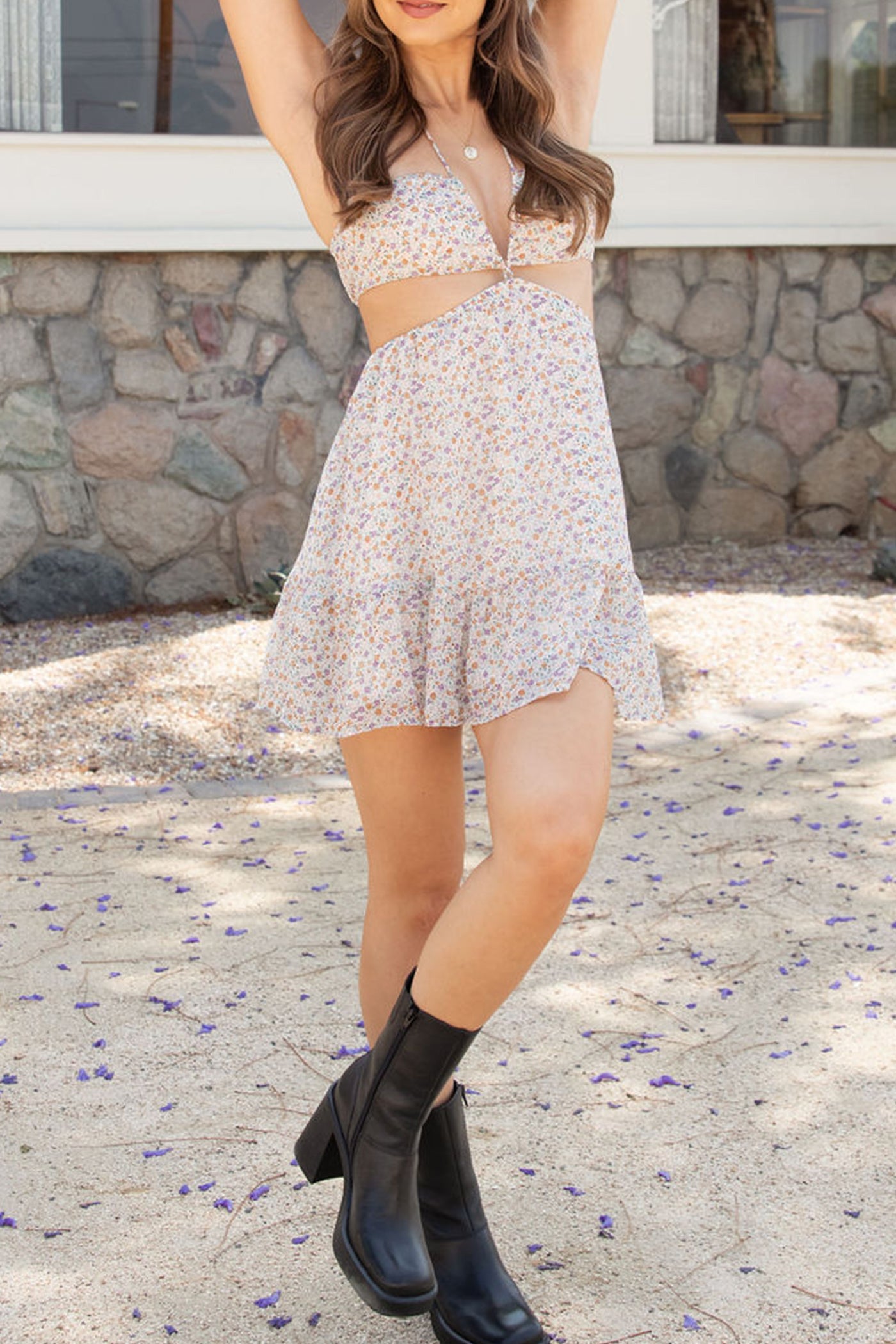 Take Away Floral Halter Dress