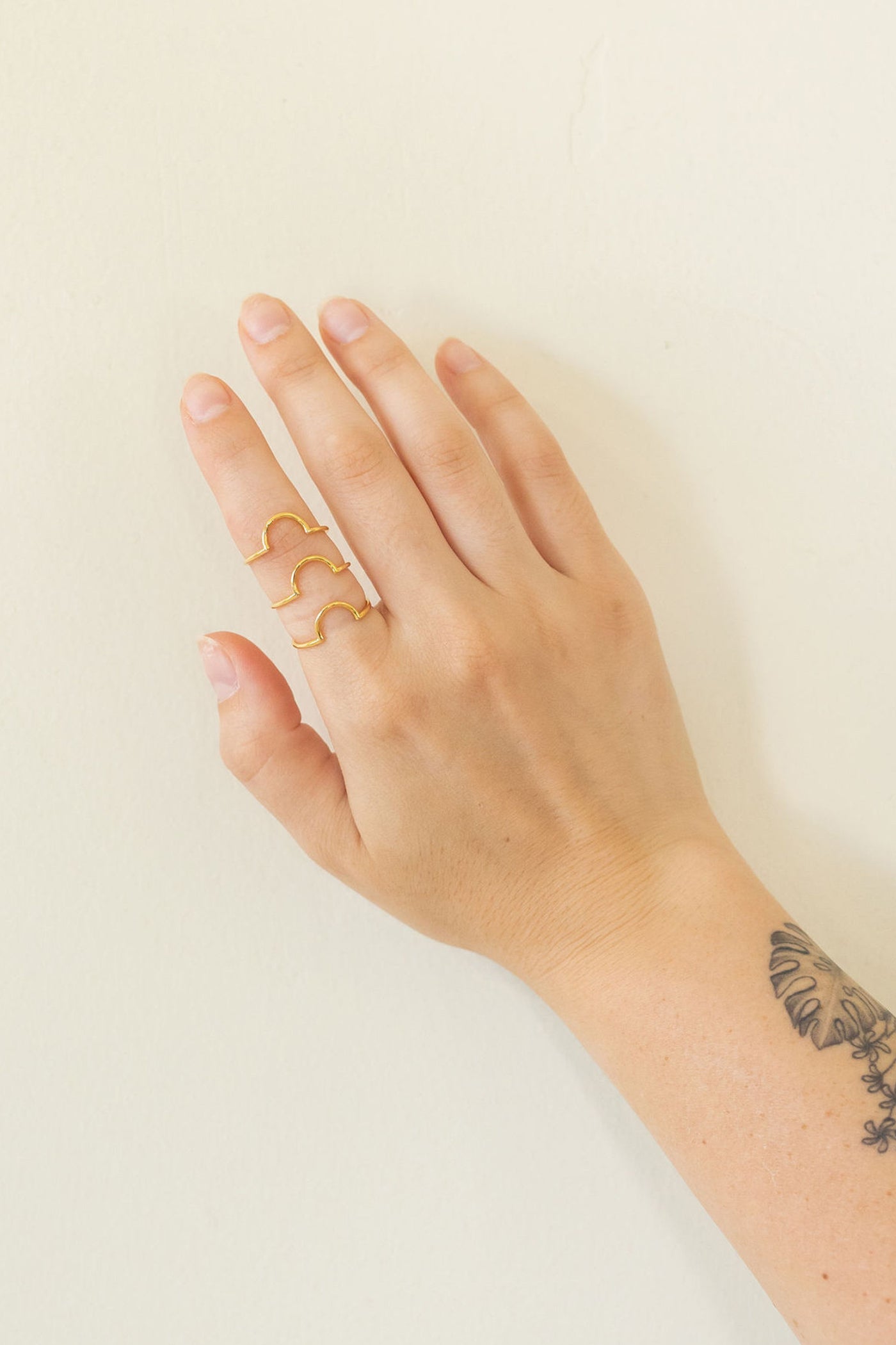 Gold Dipped Arched Three Ring Set