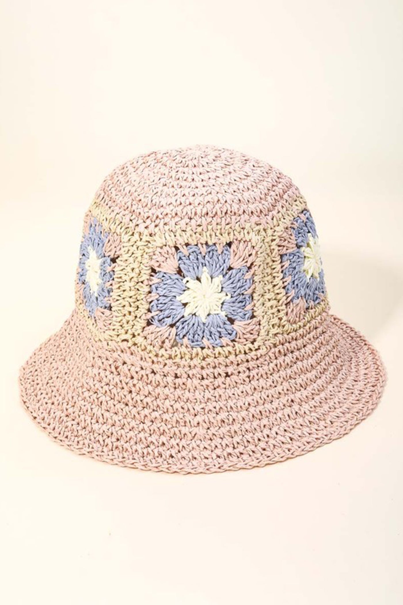 Flower Square Straw Bucket Hat