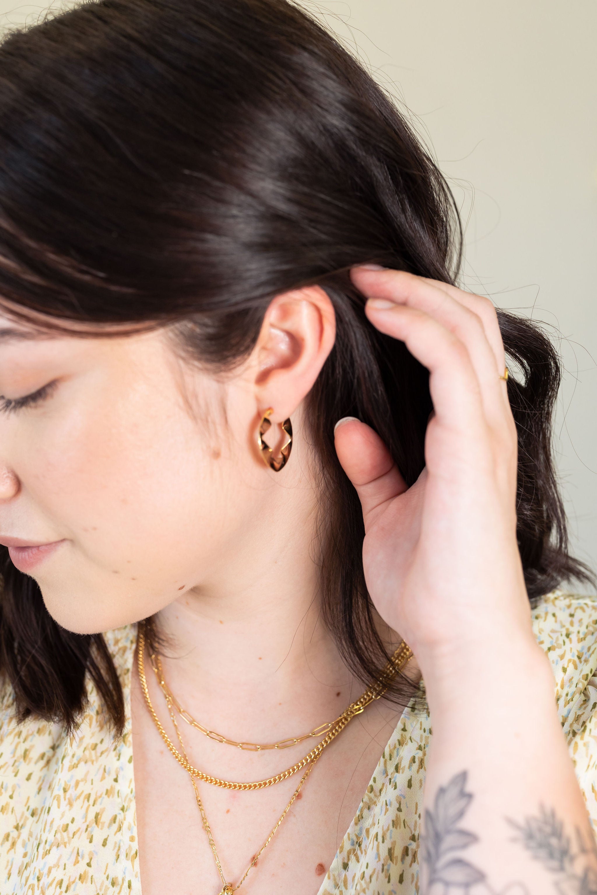 Gold Zig Zag Hoops