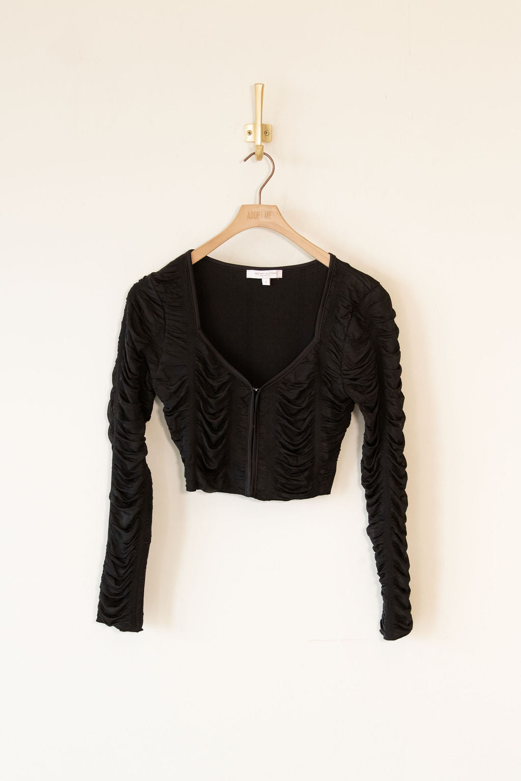 Don't Dare Long Sleeve Rouched Crop Top