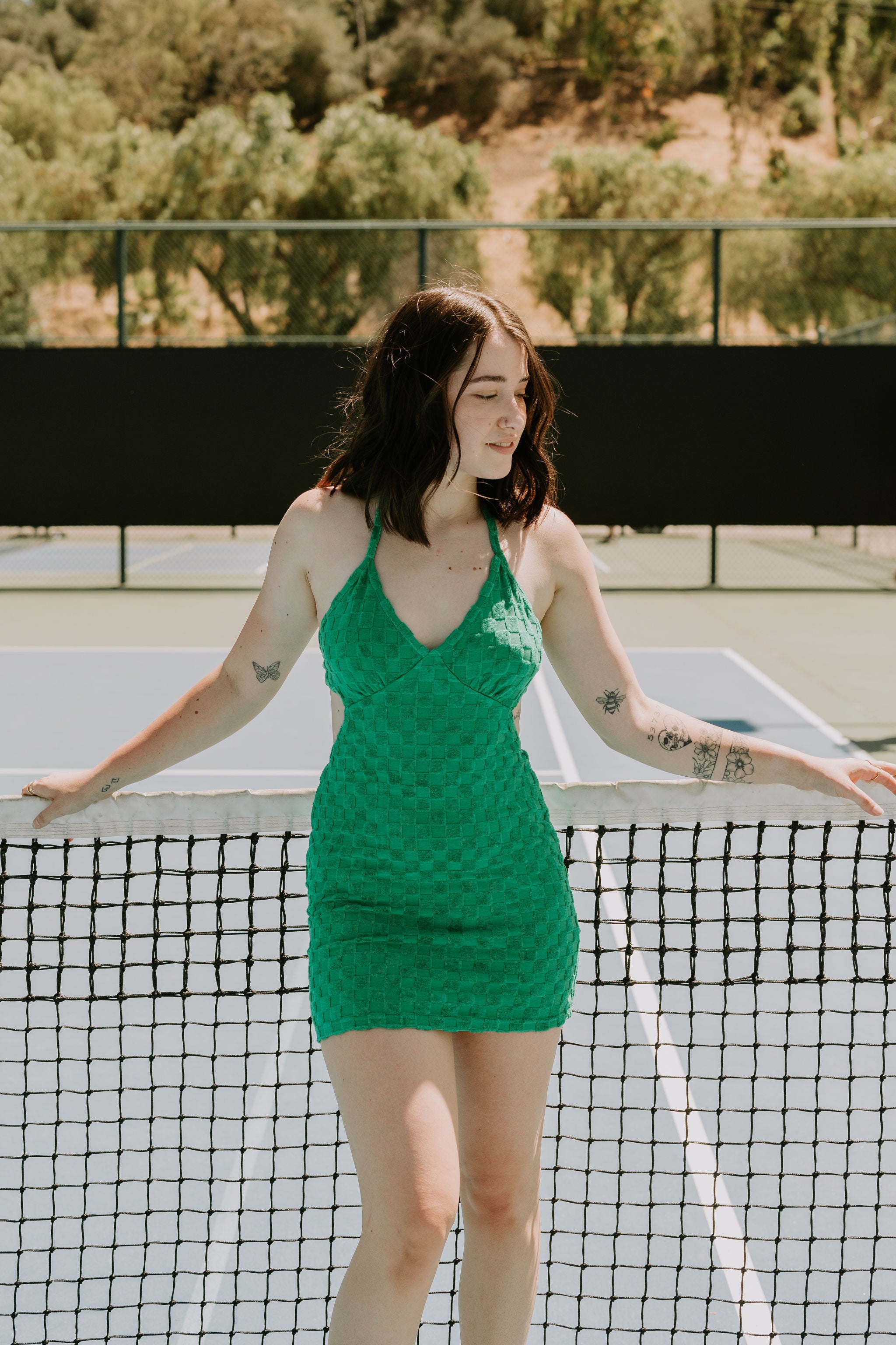 Don't Wait Terry Cloth Checkered Dress