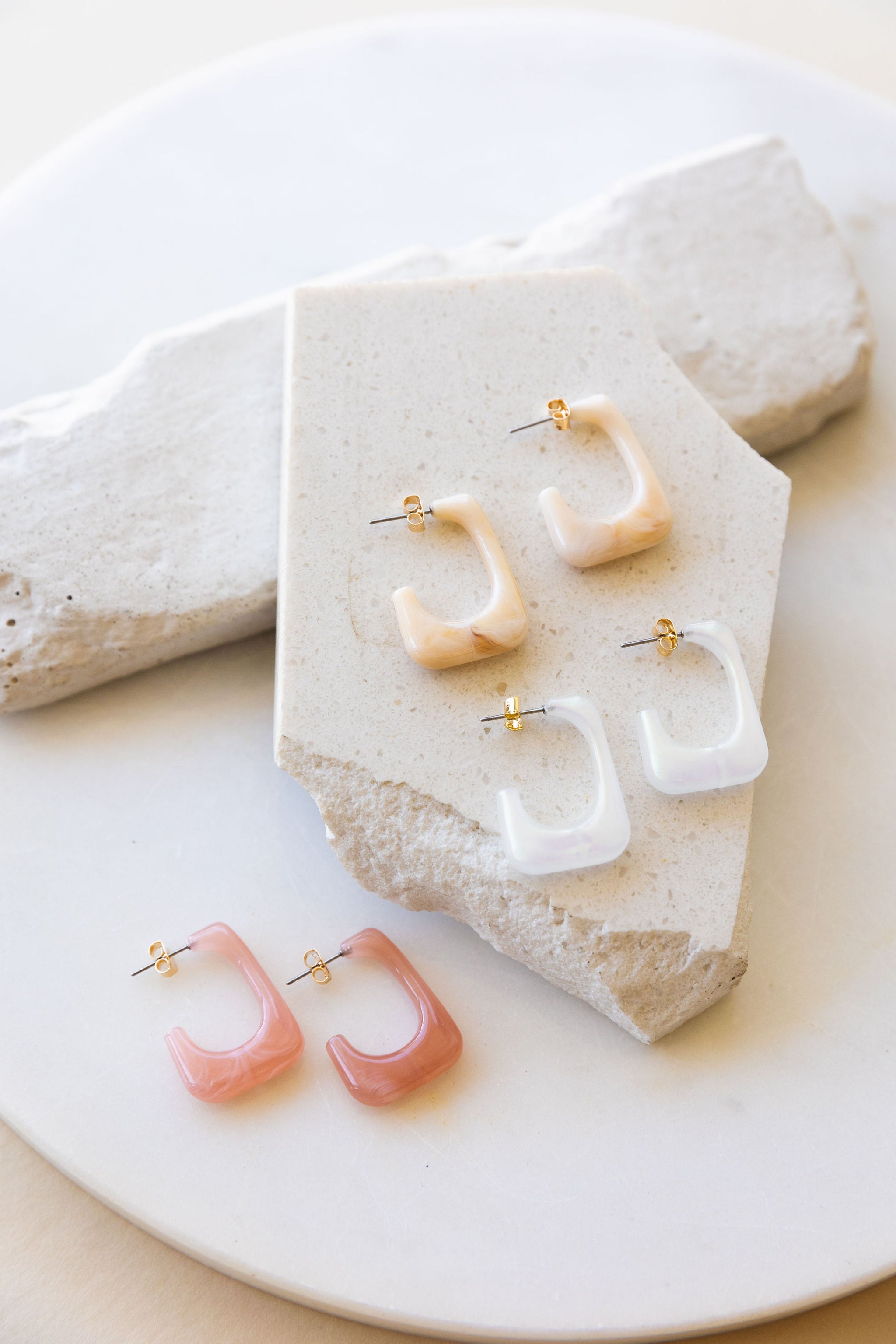 Acetate Square Hoop Earrings