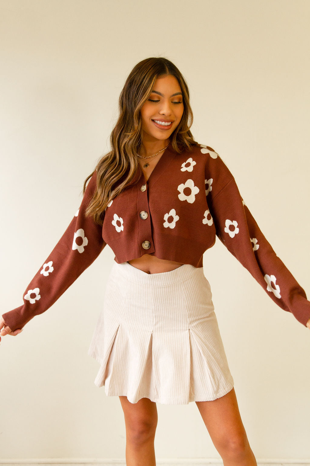 Can't Stop Corduroy Pleated Mini Skirt