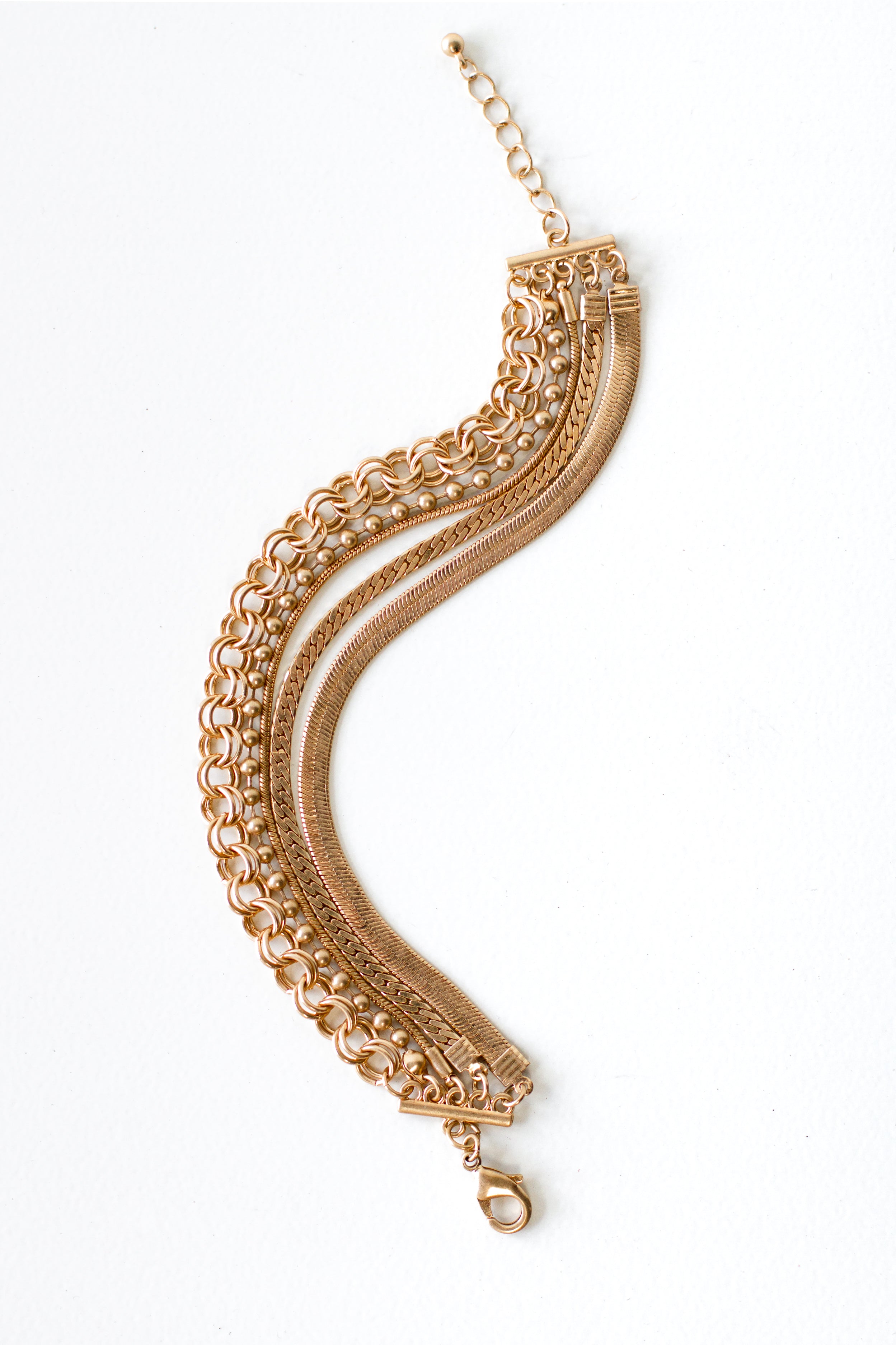 layered gold chain bracelet
