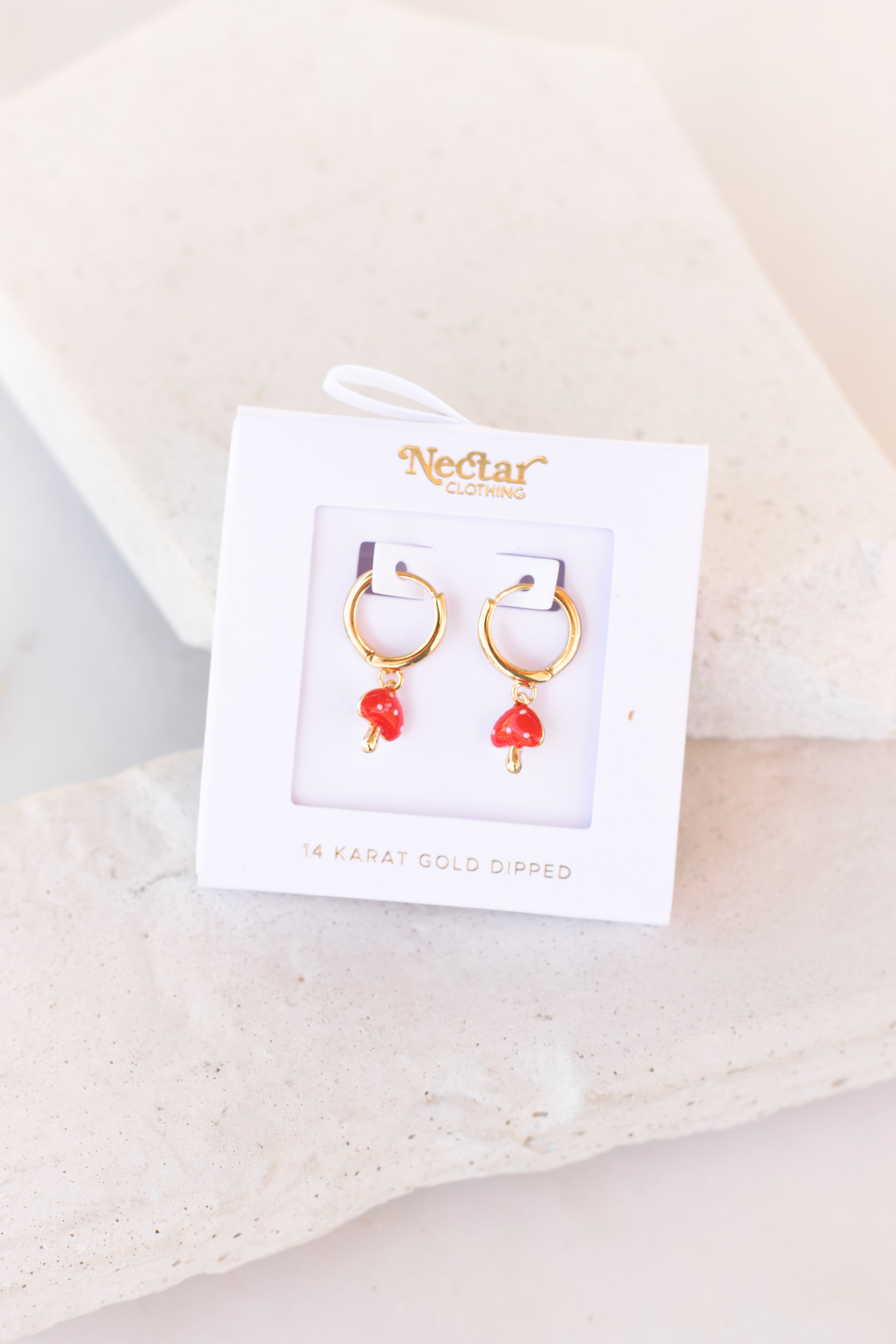 Gold Dipped Mushroom Drop Earrings