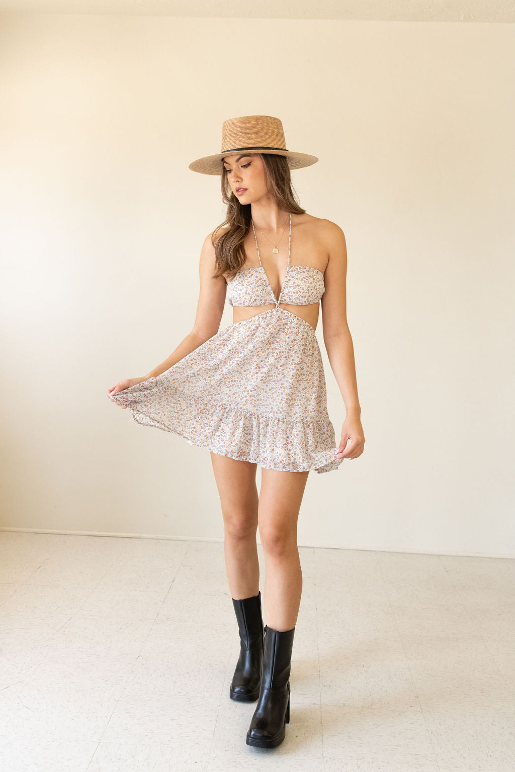 Take Away Floral Halter Dress