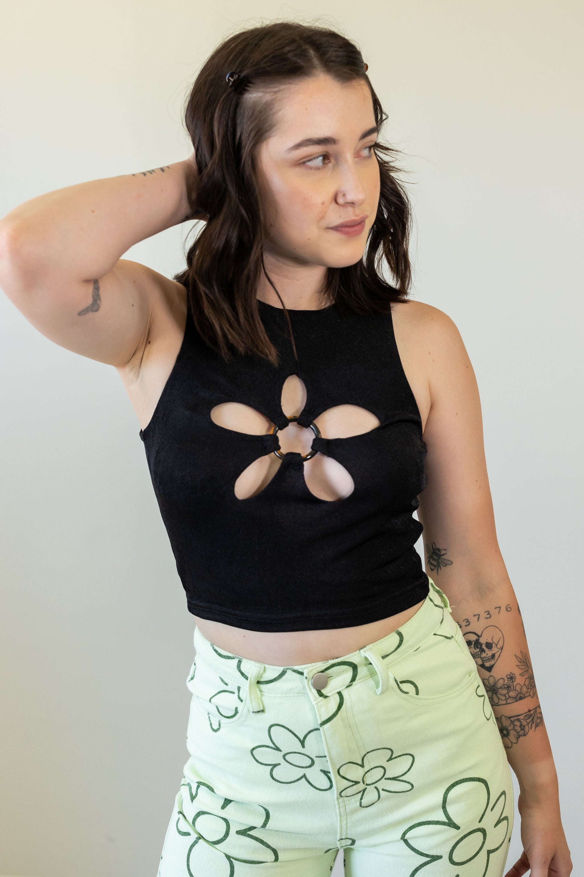 Not Worried Daisy Cutout Crop Top