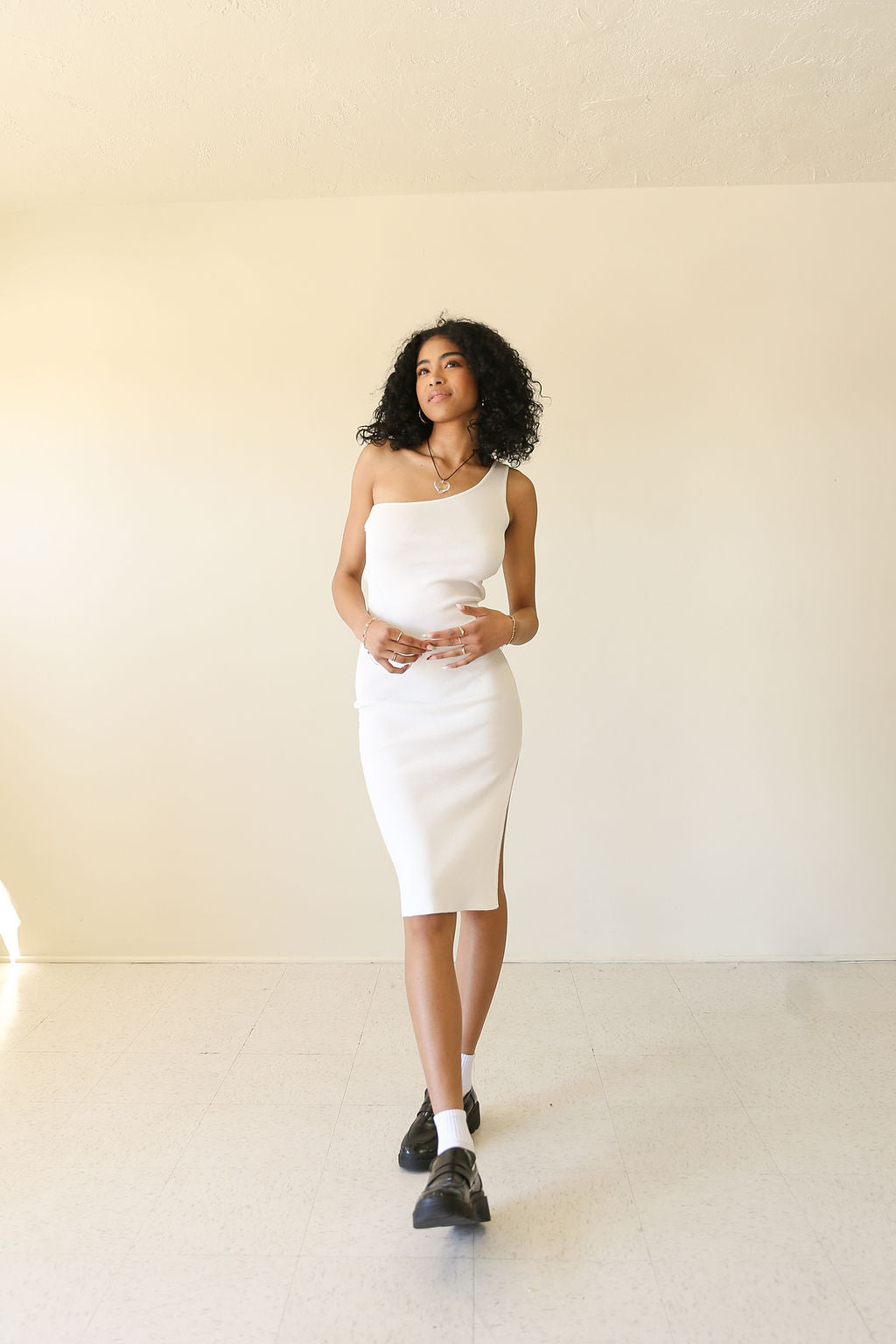 No Promises One Shoulder Midi Dress by For Good