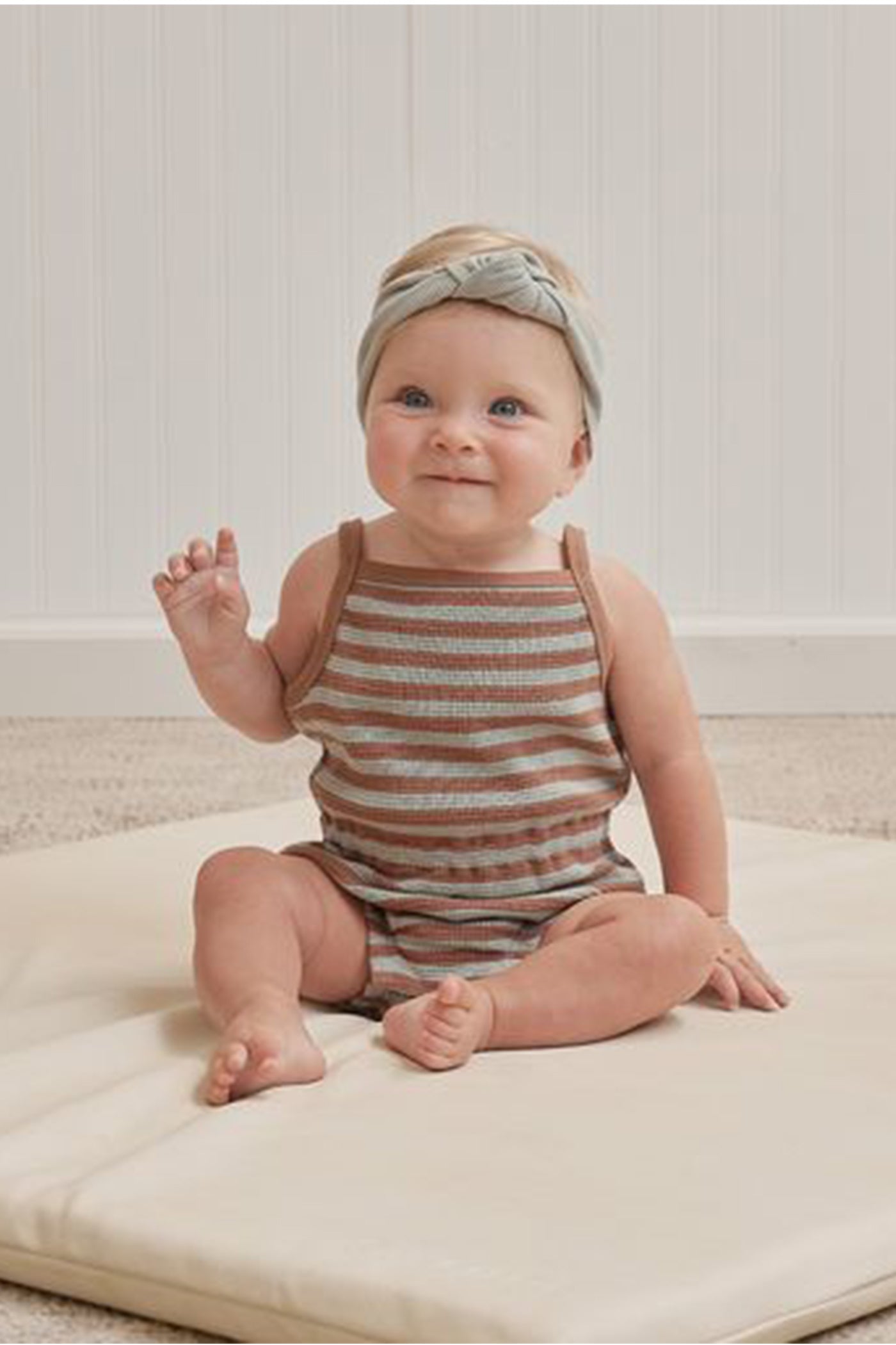 Waffle Cinch Kids Romper by Quincy Mae