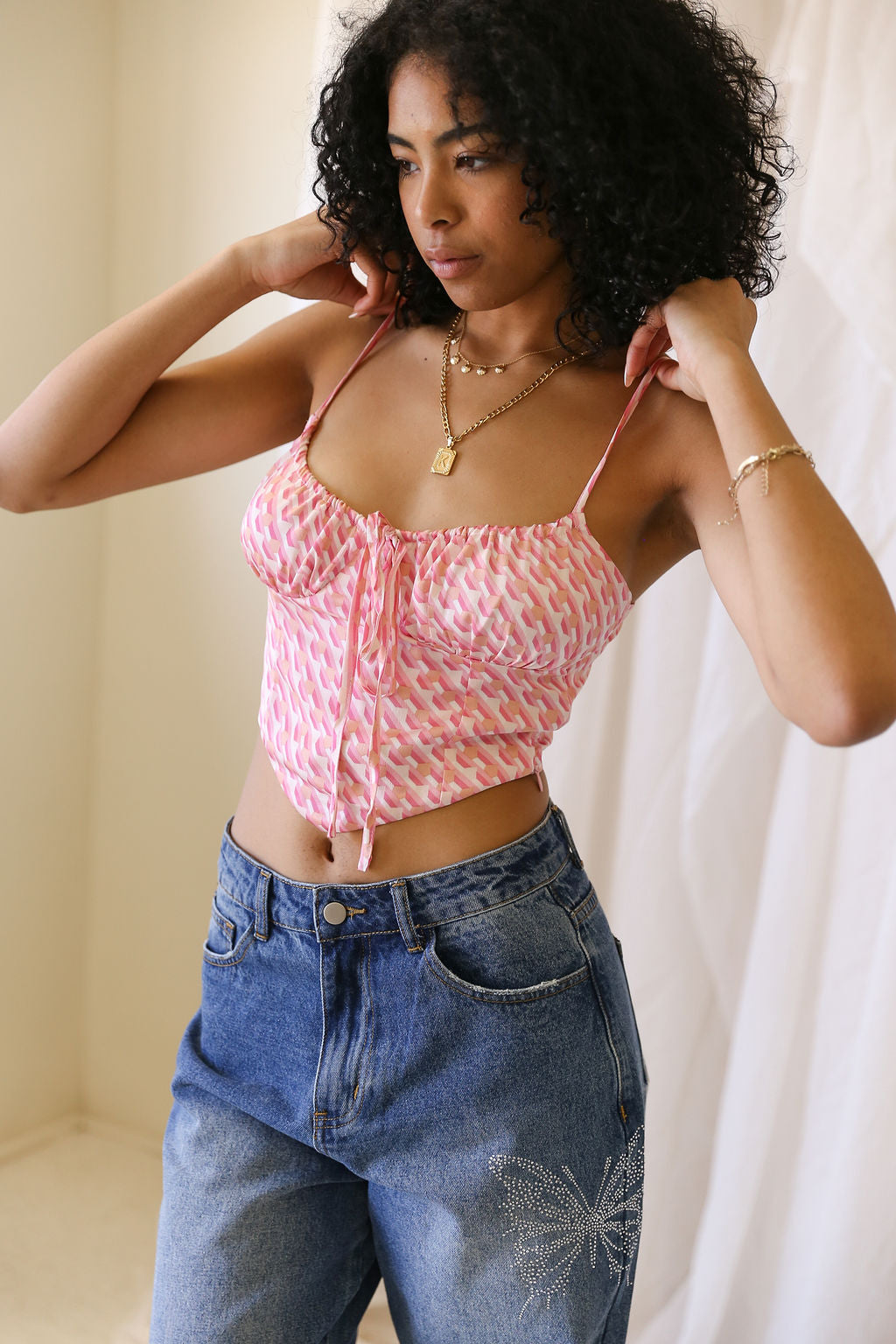 Night Rhythm Geo Print Cami Top