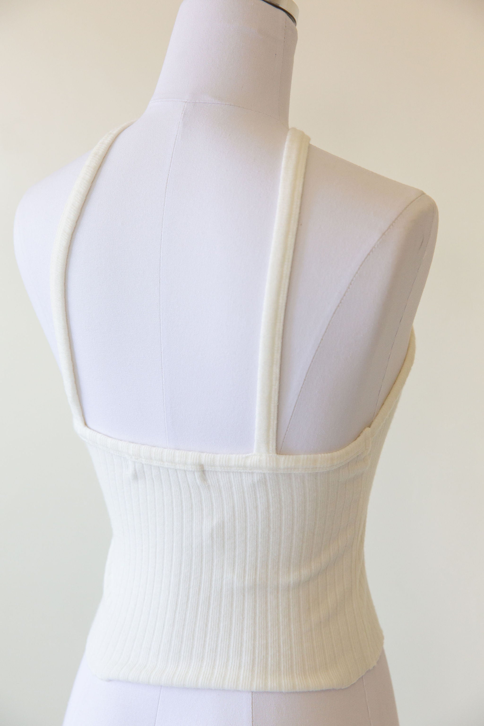 white ribbed halter cami crop top
