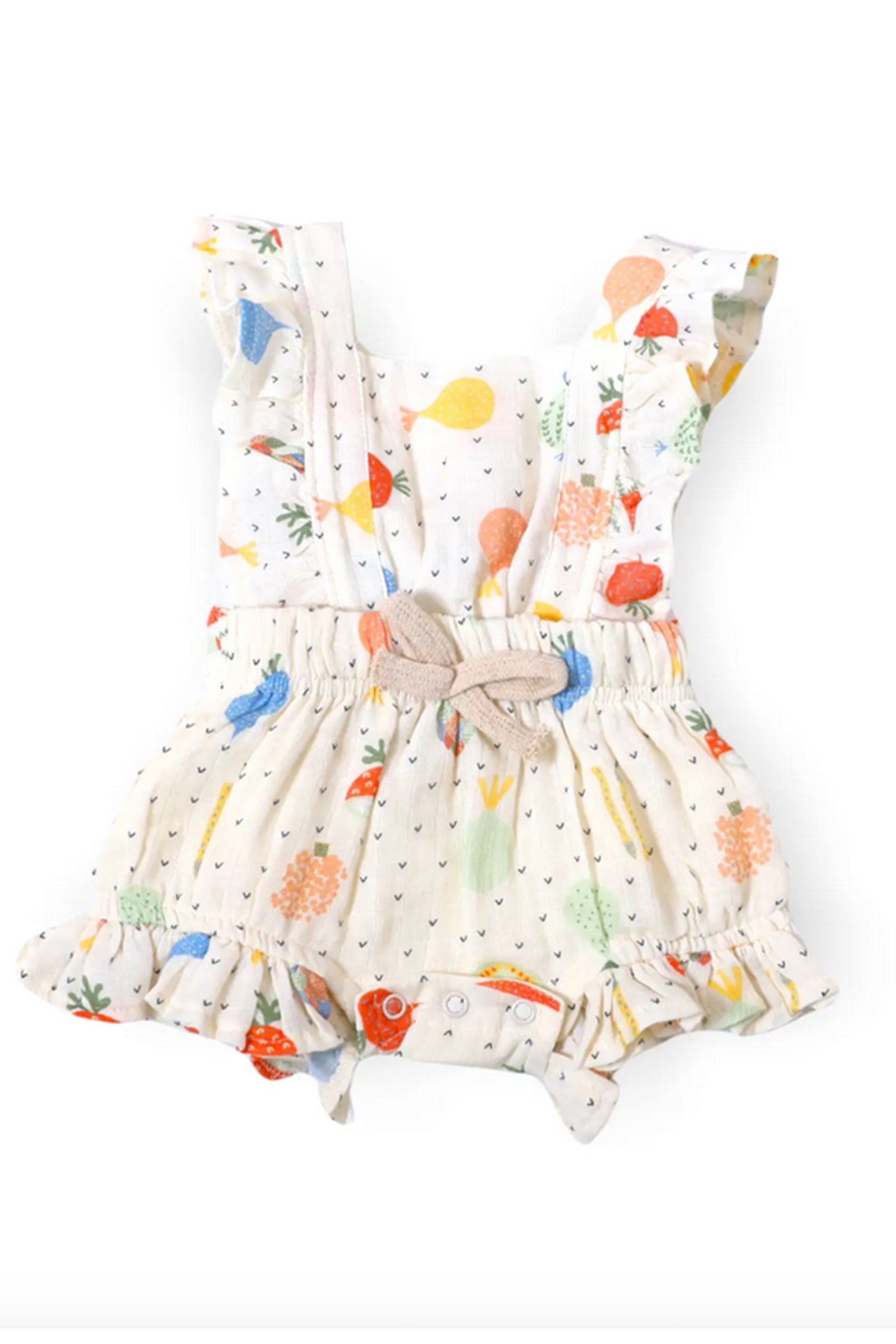 Veggie Ruffled Short Baby Romper by Viverano Organics
