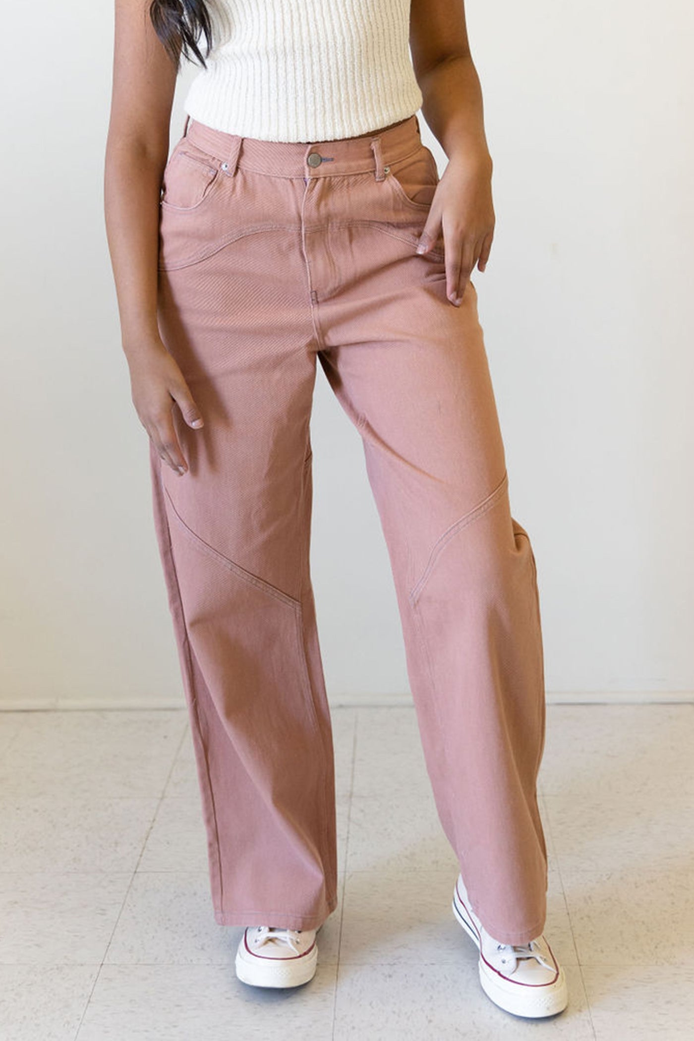 Perfect Time Contrast Stitch Pants by For Good
