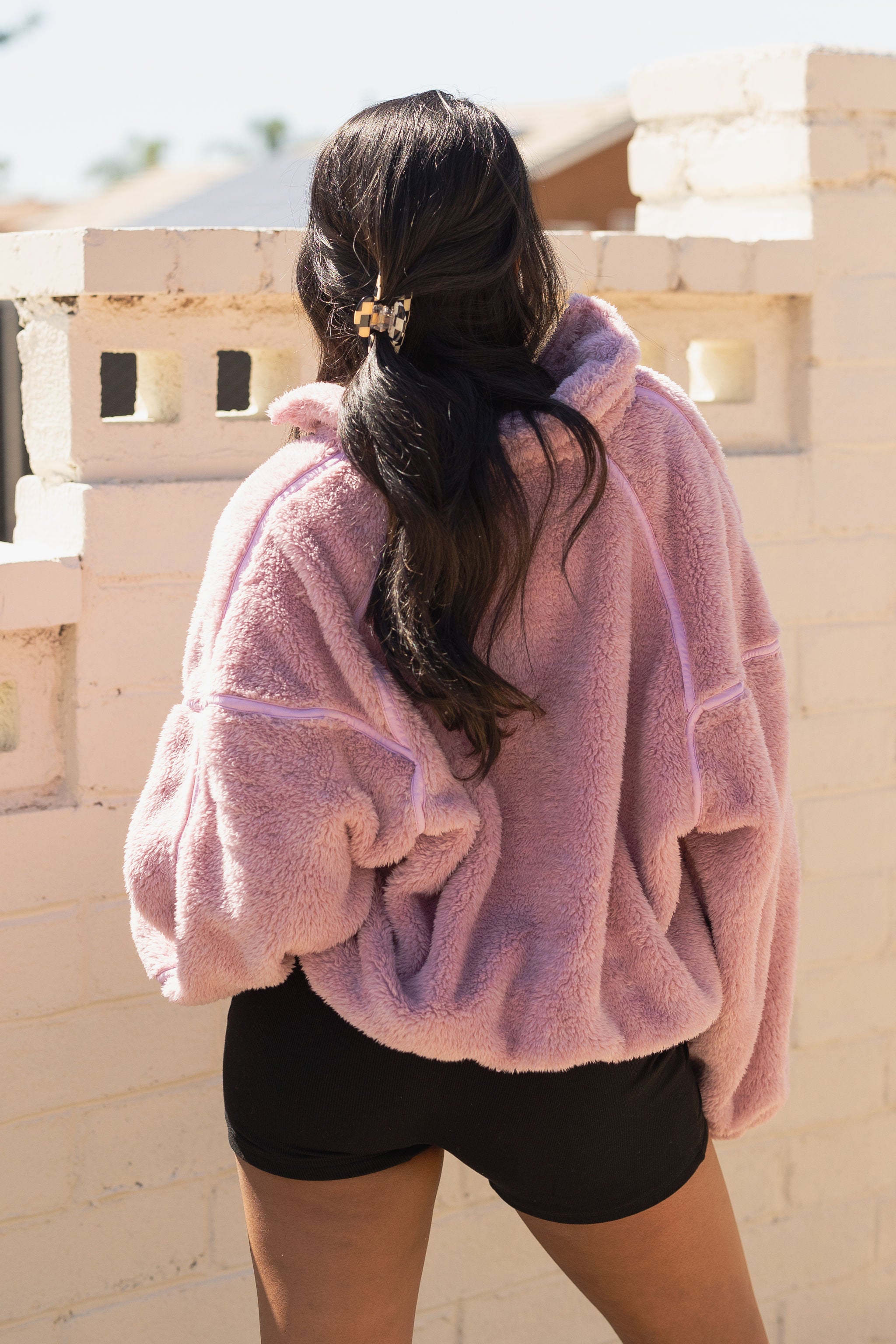 Cropped teddy jacket with on sale hood