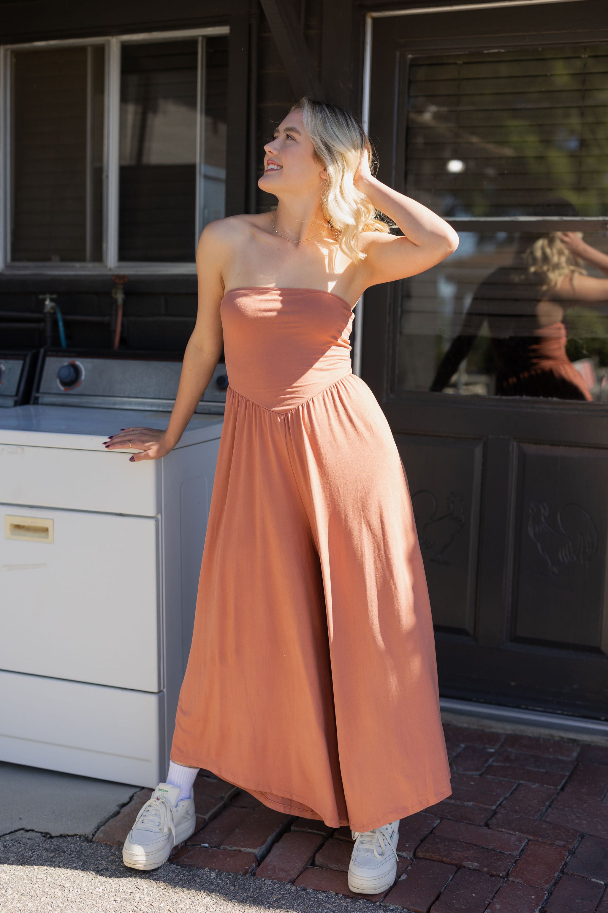 Best Day Strapless Jumpsuit by For Good