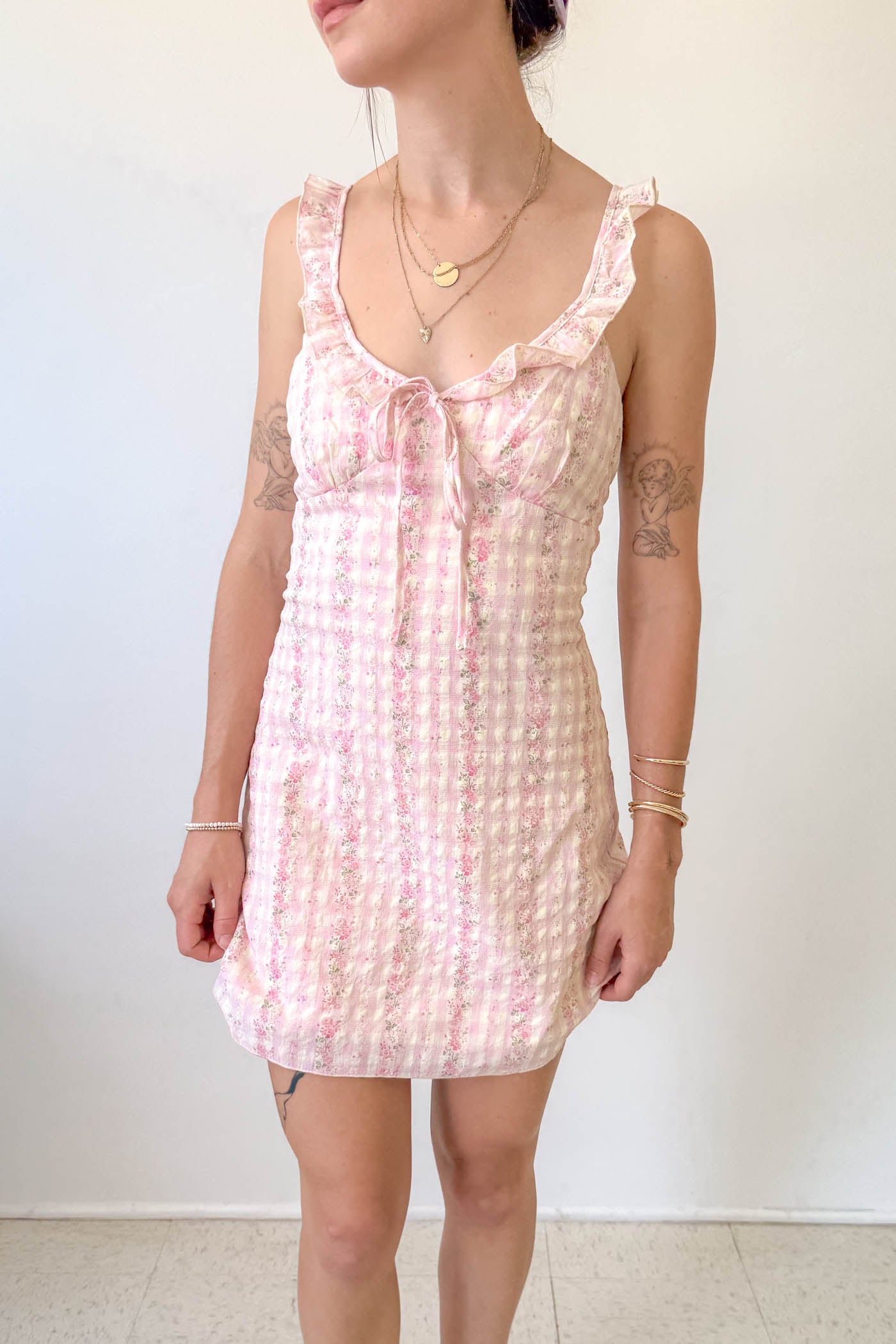 Plaid Ruffle Mini Dress