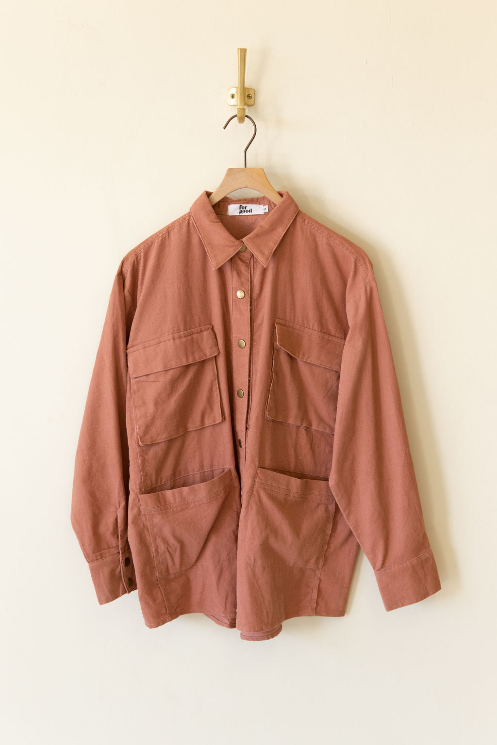 All Happening Long Sleeve Corduroy Shacket by For Good