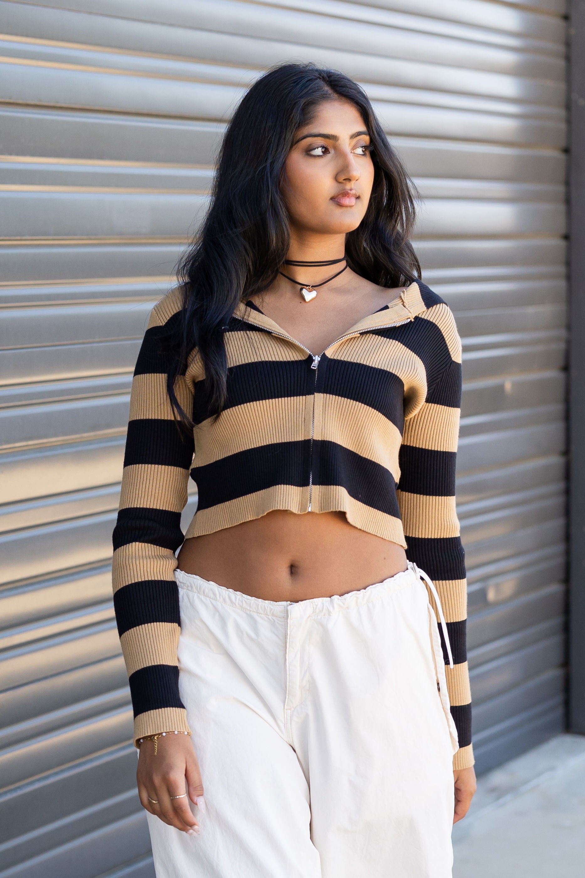 Playing Games Striped Crop Sweater