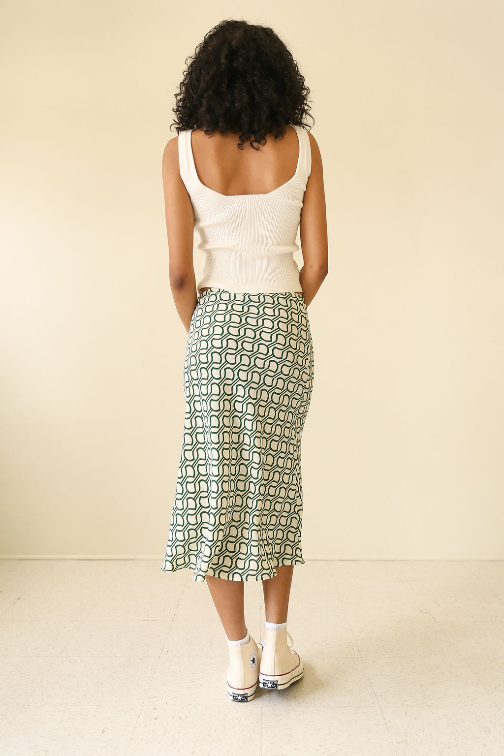I'm Lost Geo Print Midi Skirt by For Good