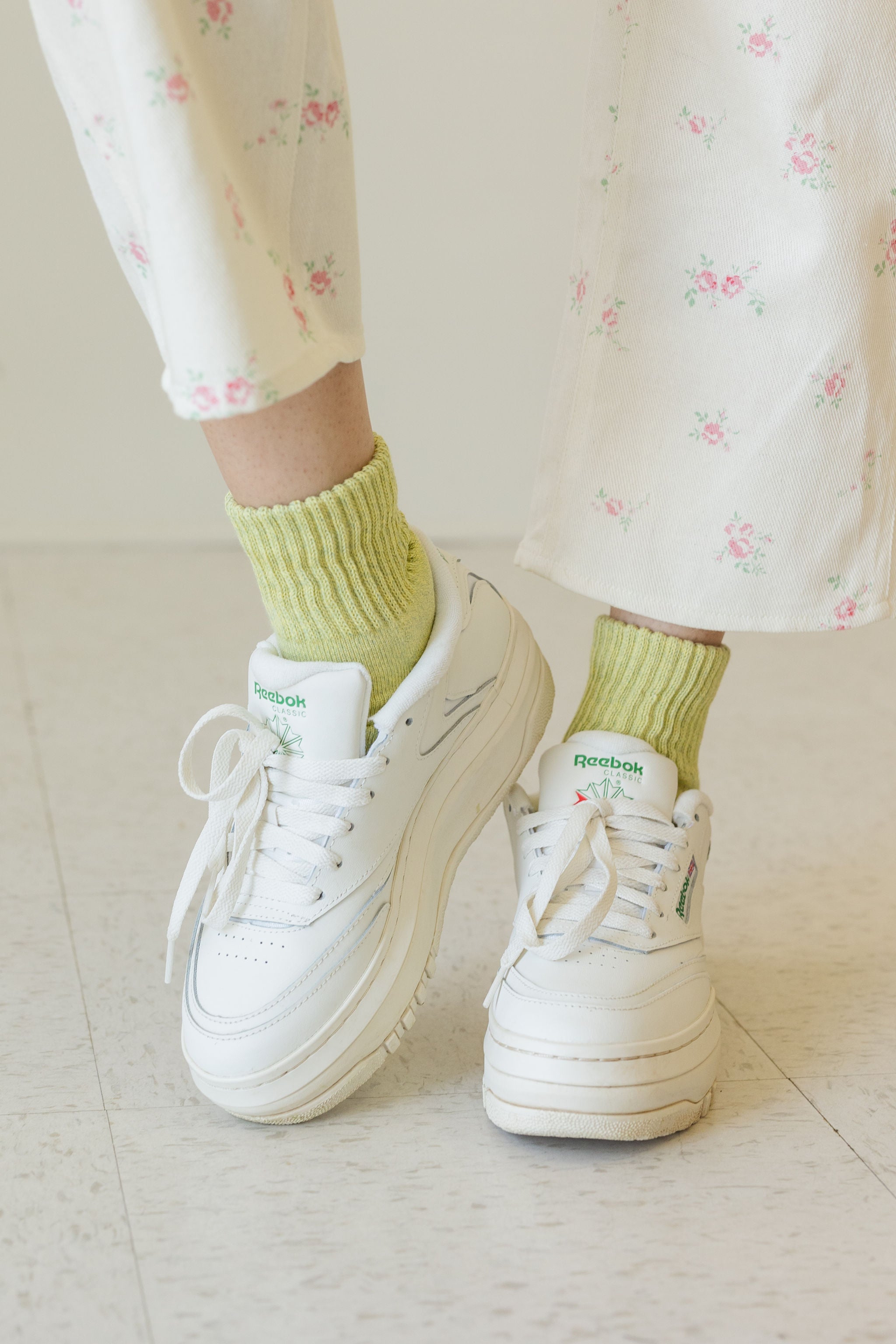 Green Ribbed Knit Socks