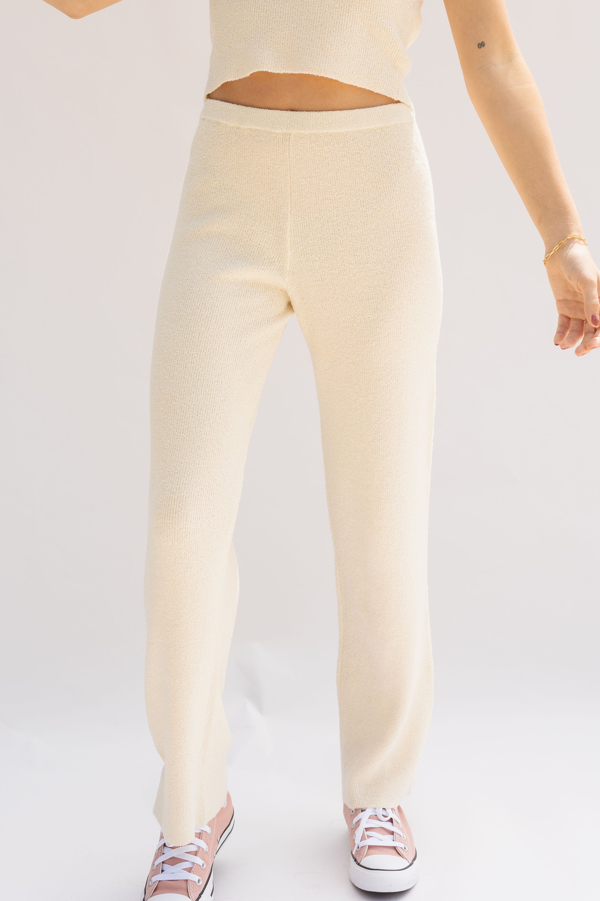 Start Looking High Rise Knit Pants by For Good